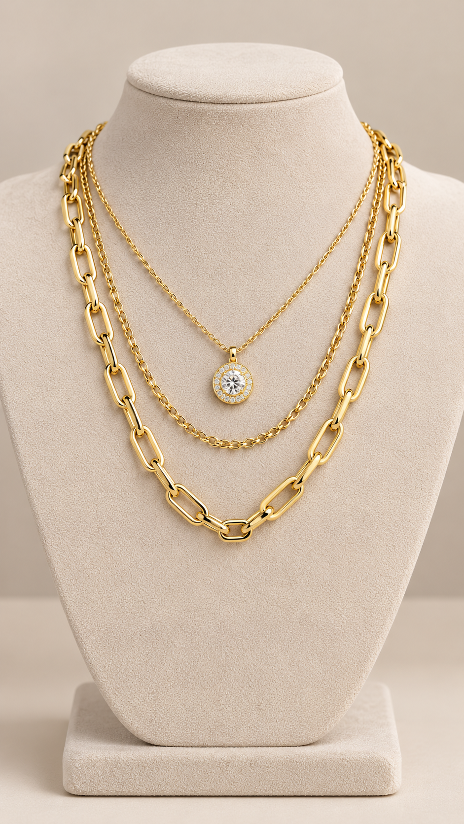 Gold Üçlü Kolye 