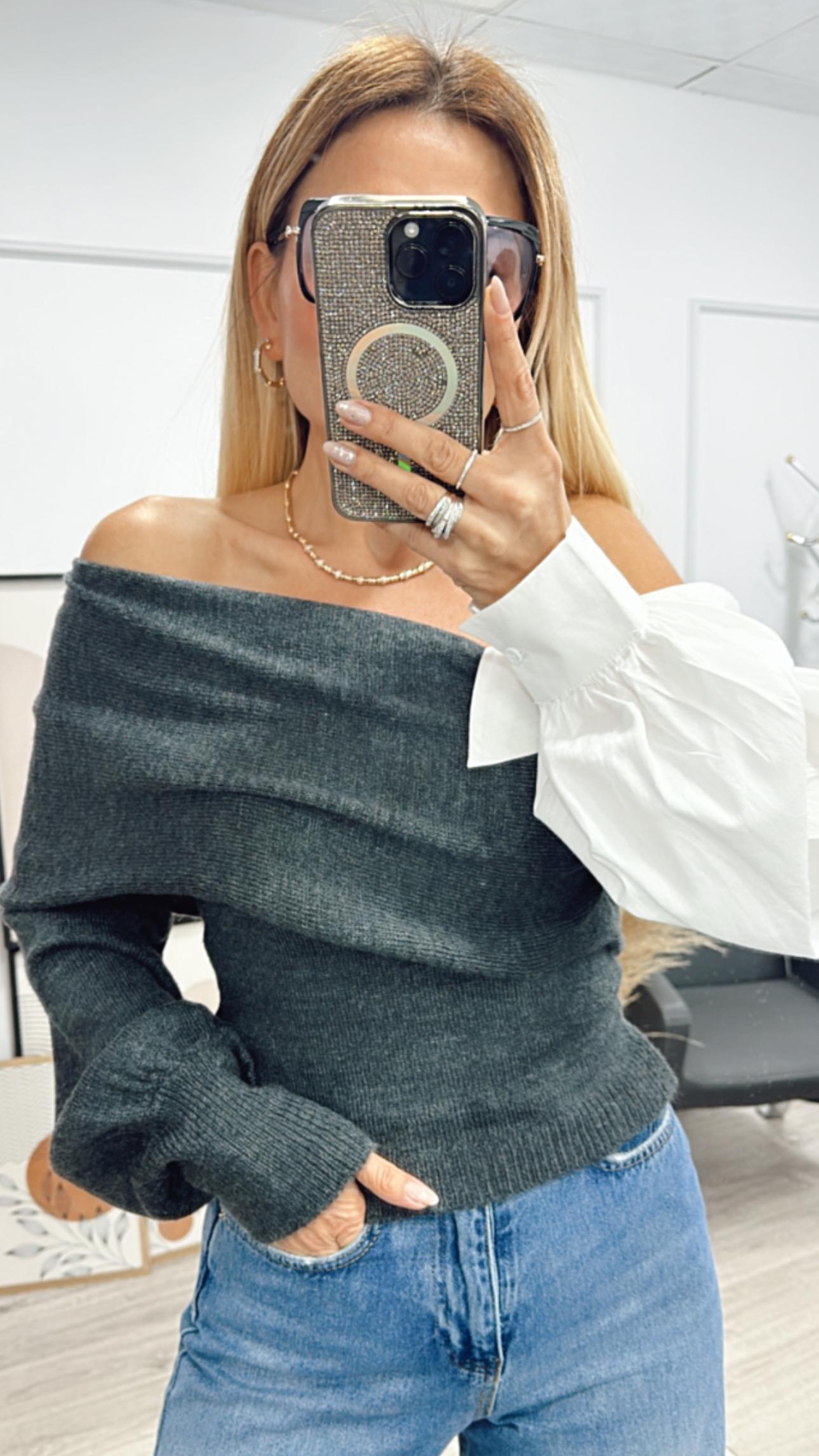 Gri Triko Geçişli Triko 