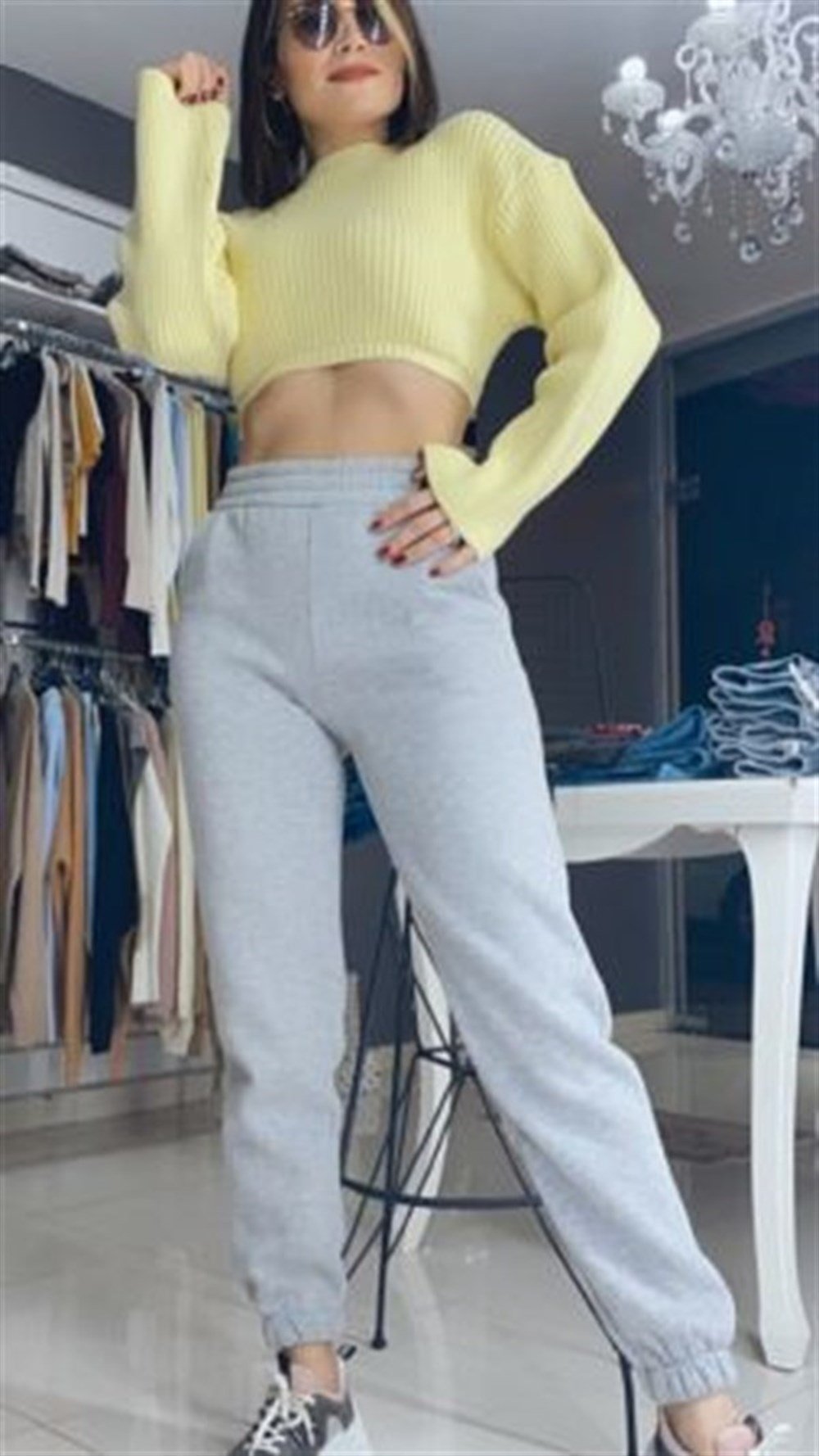 GRİ YÜKSEK BEL EŞOFMAN ALTI