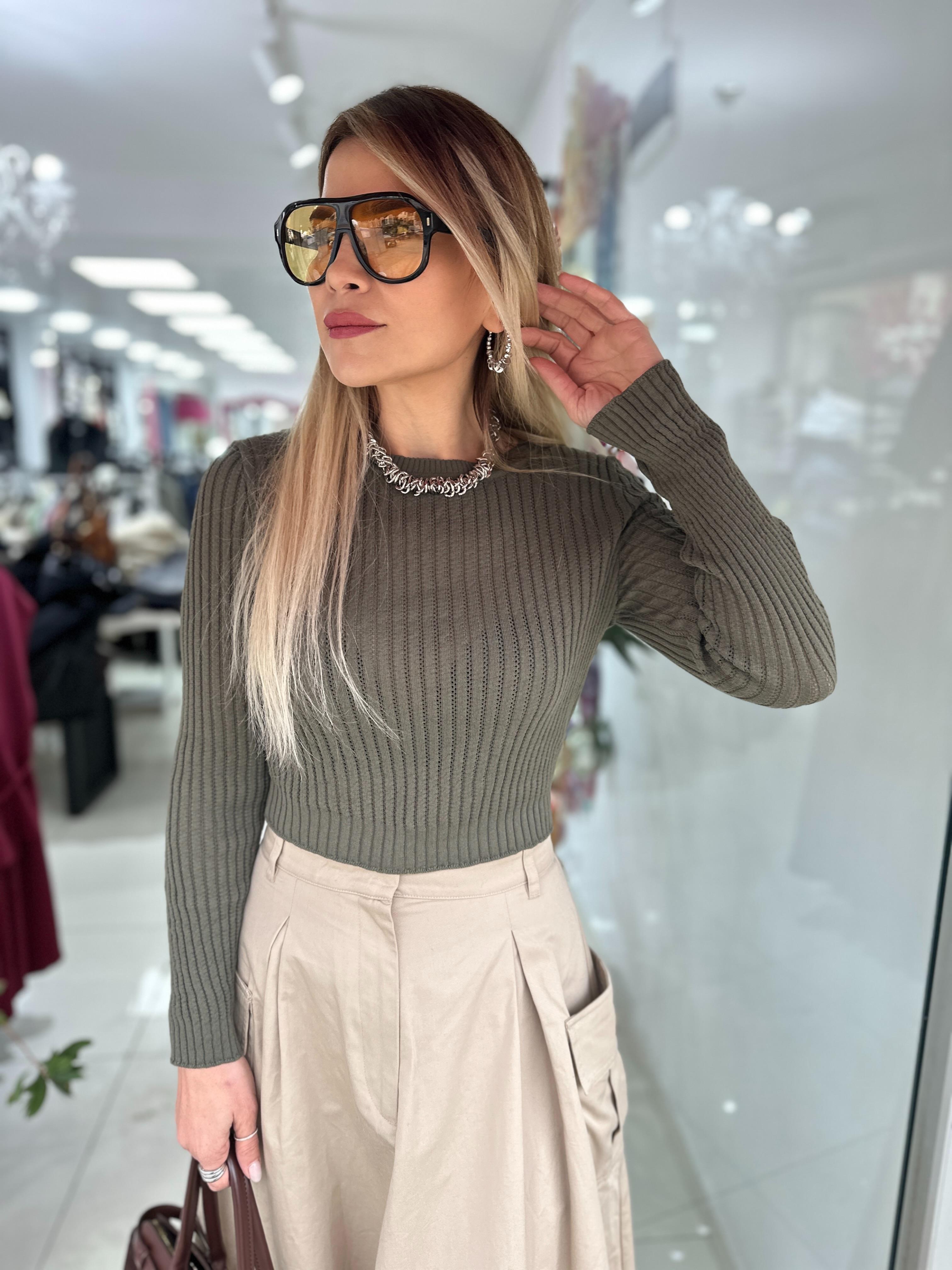 Haki Ajur Detaylı Kazak 