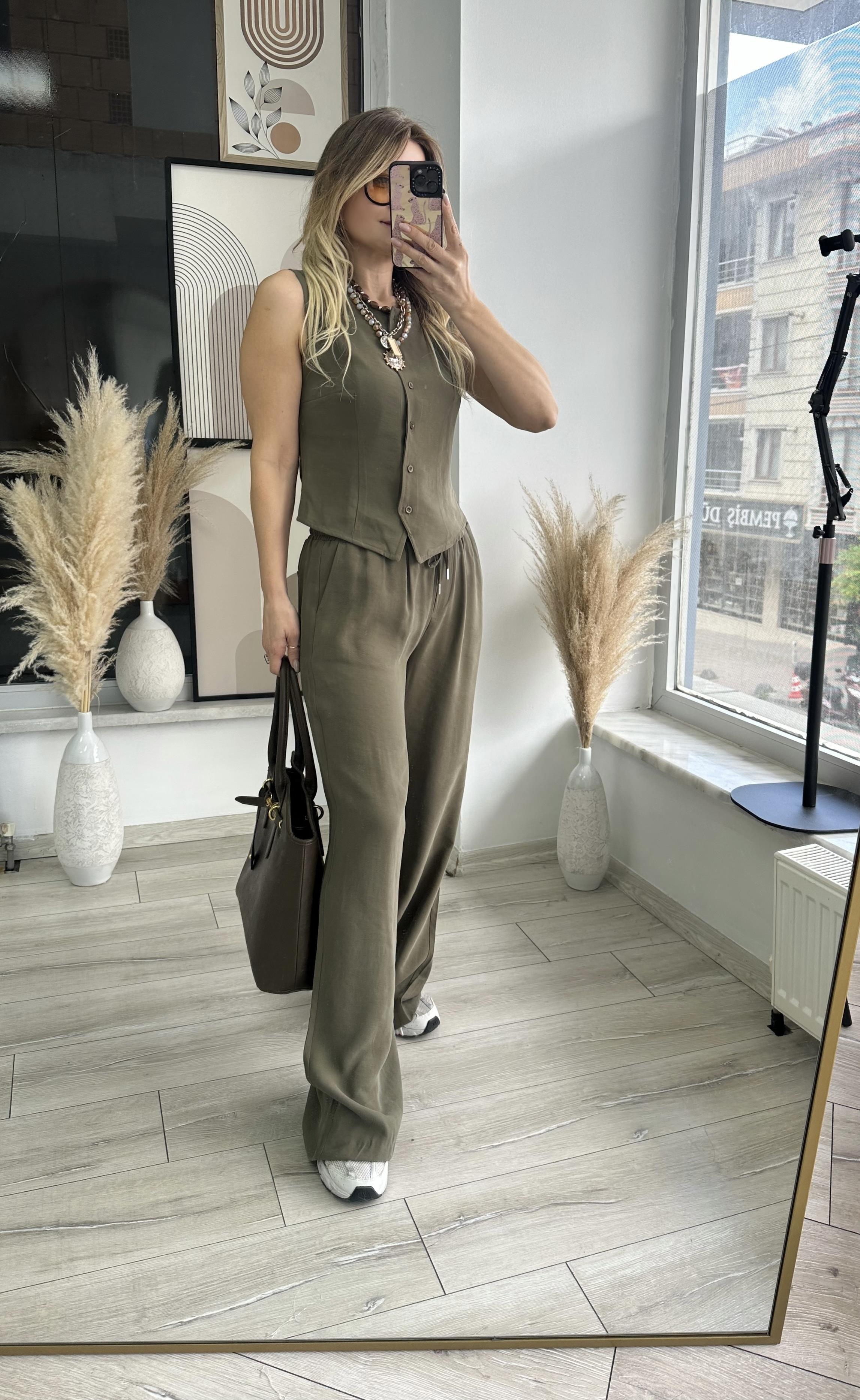 Haki Yelek Pantolon Takım