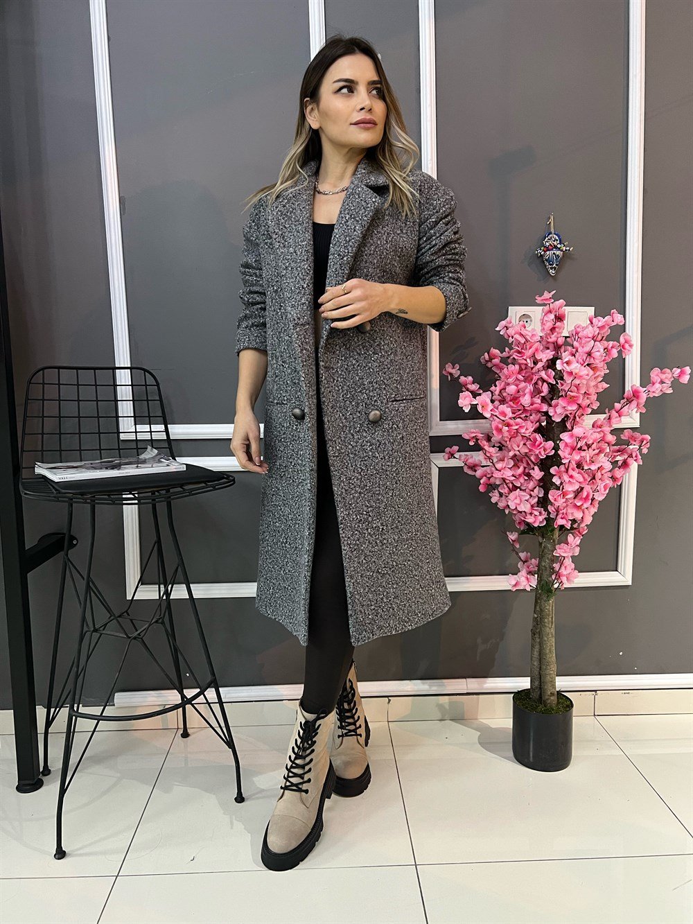 HYL Gri Buklet Kaban