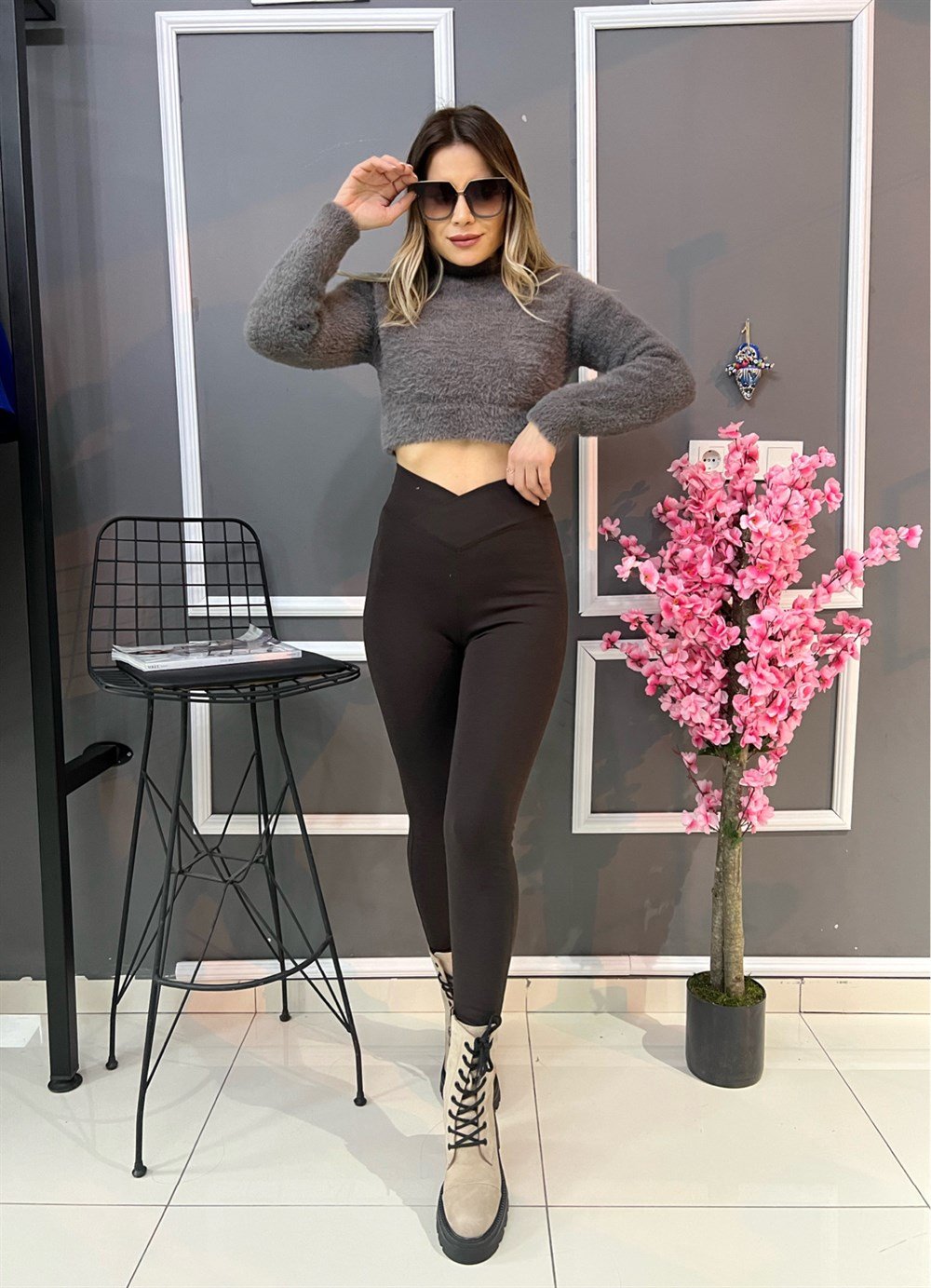 IB Acı Kahve Bel Detay Tayt