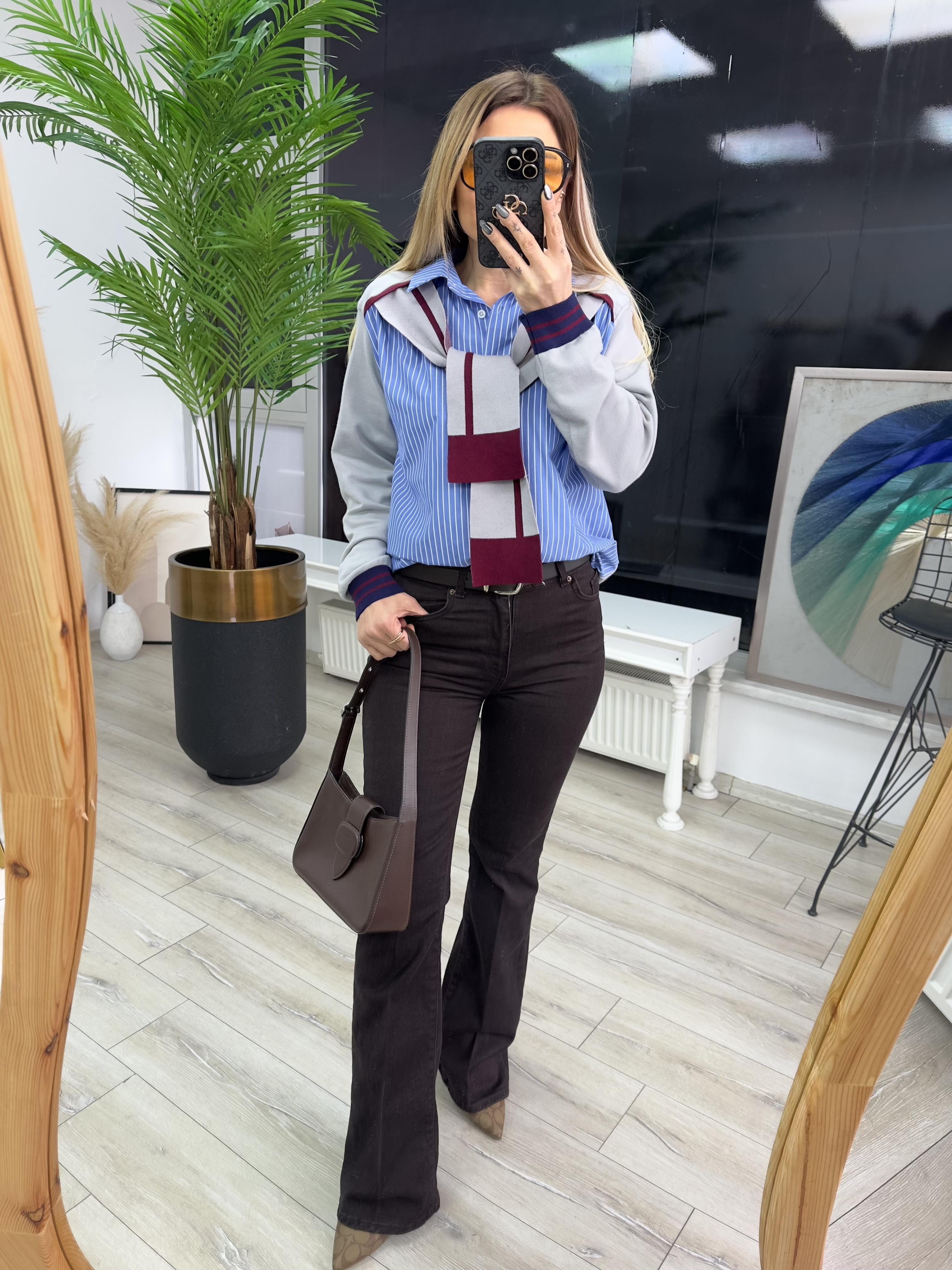 Kahve Kemerli Likralı Jean
