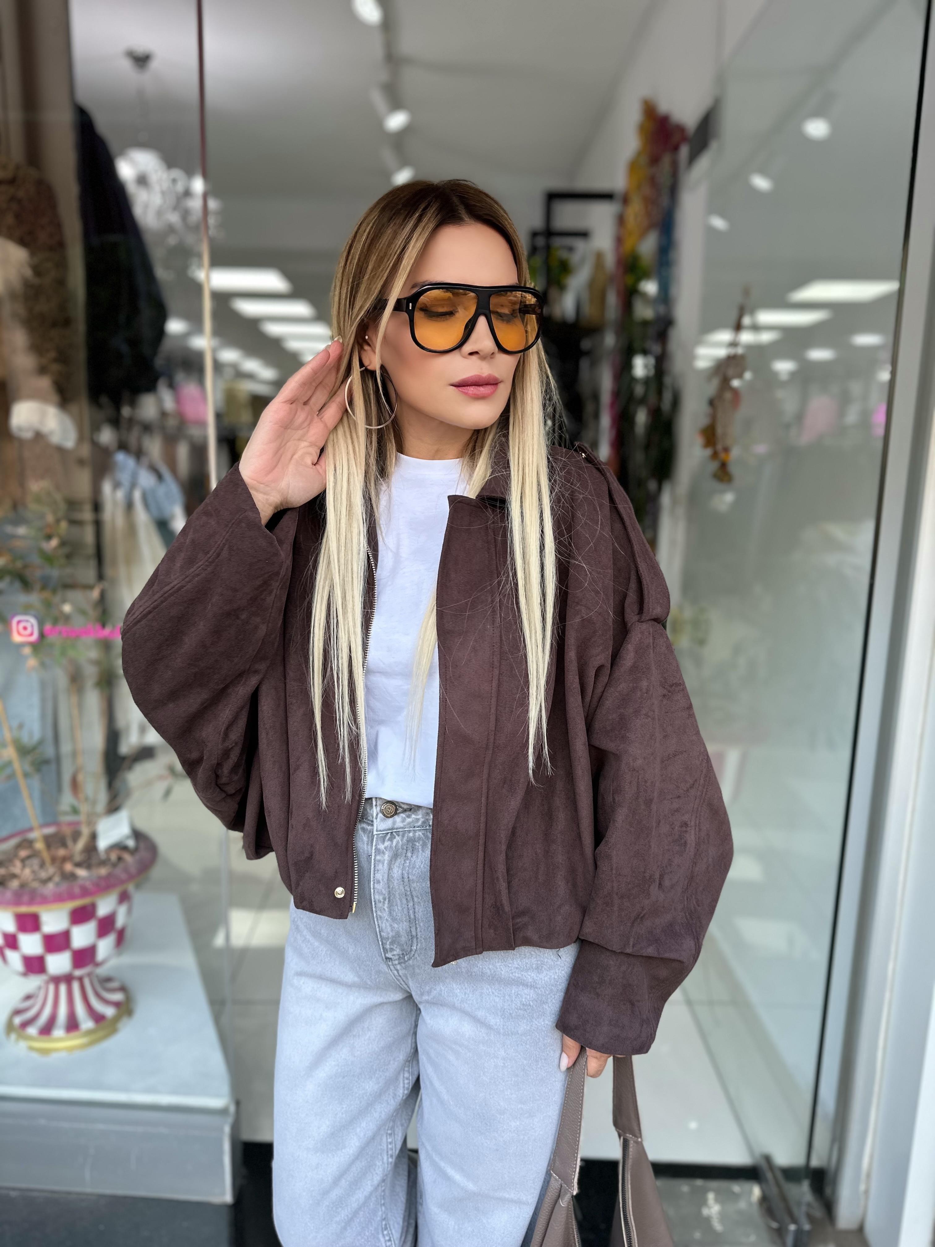 Kahve Süet Bomber Ceket