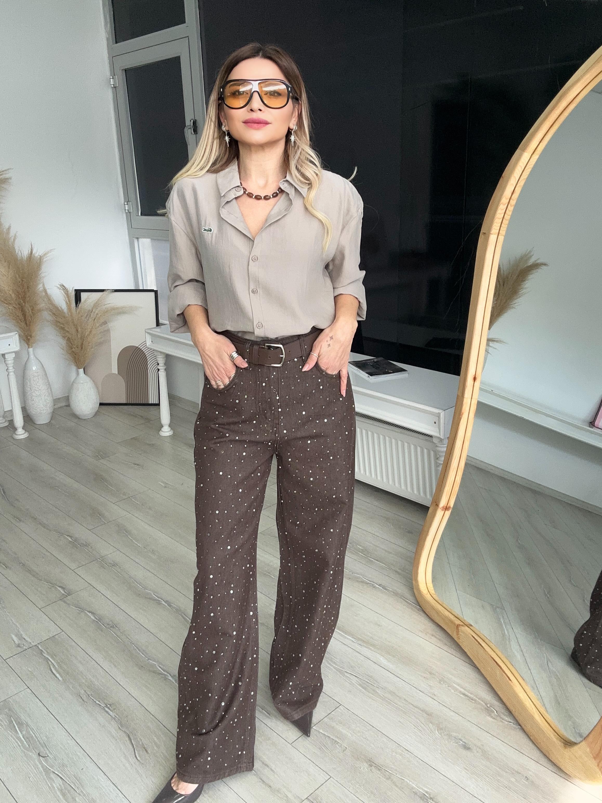 Kahve Taşlı Tensel Jean 