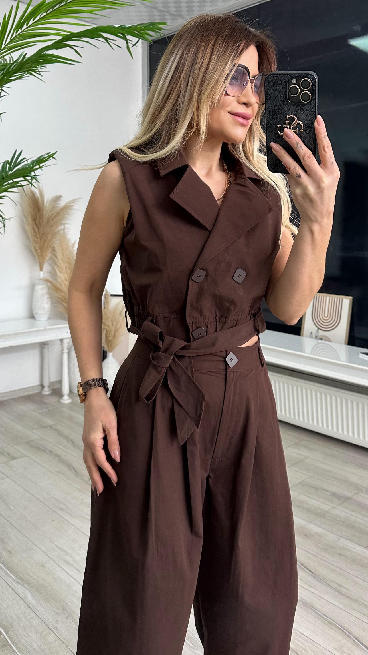 Kahve Yelek Pantolon Takım 