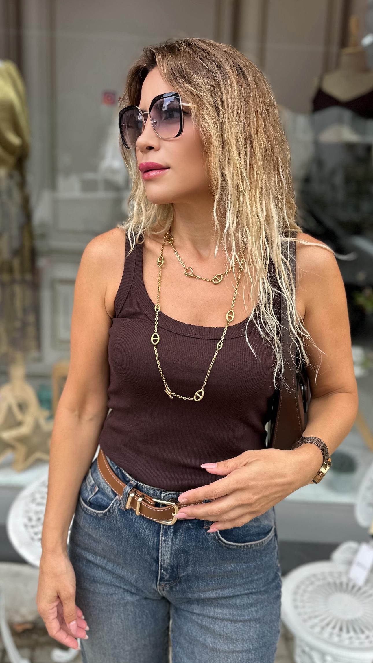 Kahverengi Kalın Biyeli Atlet