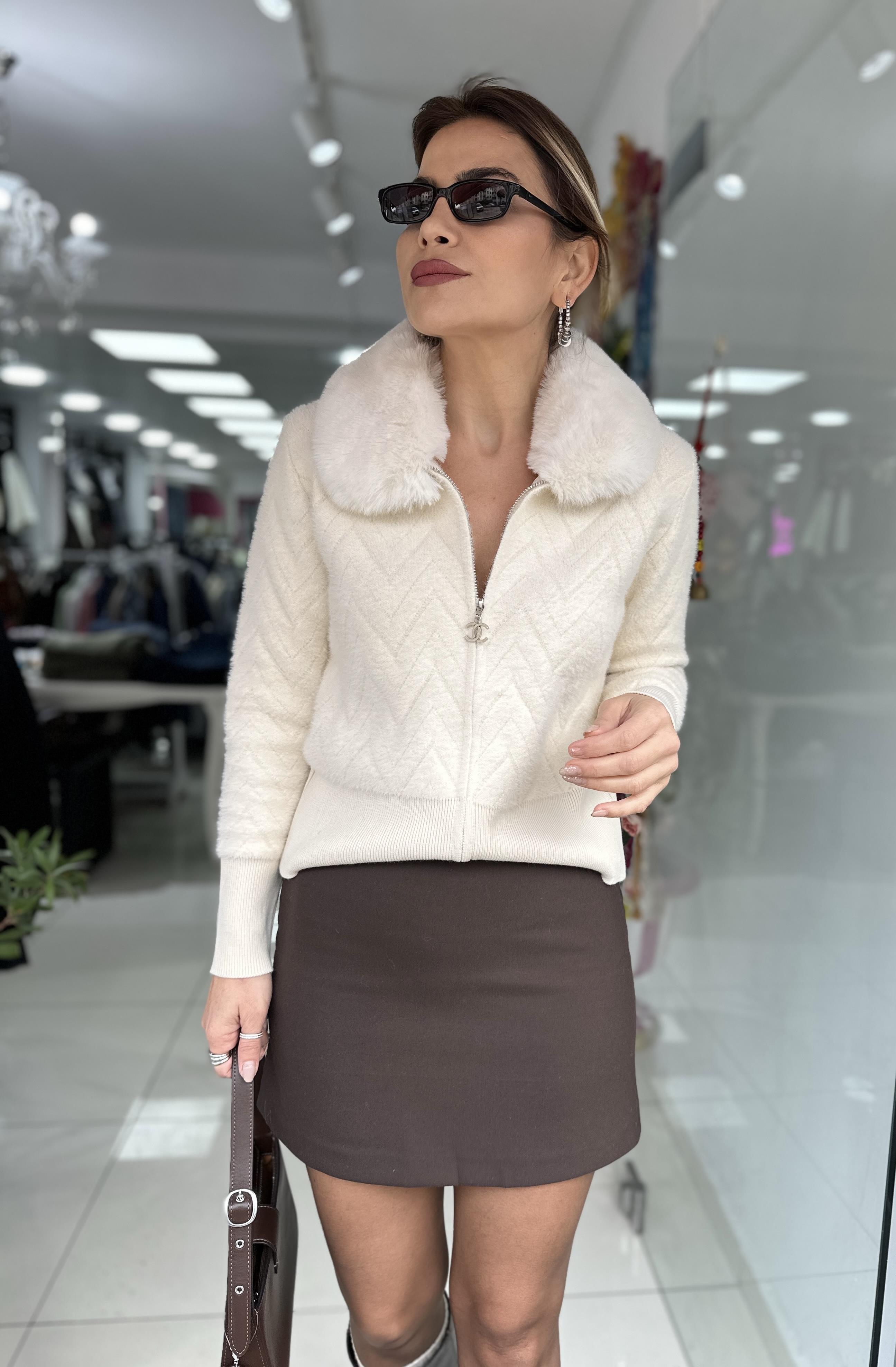 Kahverengi Kumaş Etek 