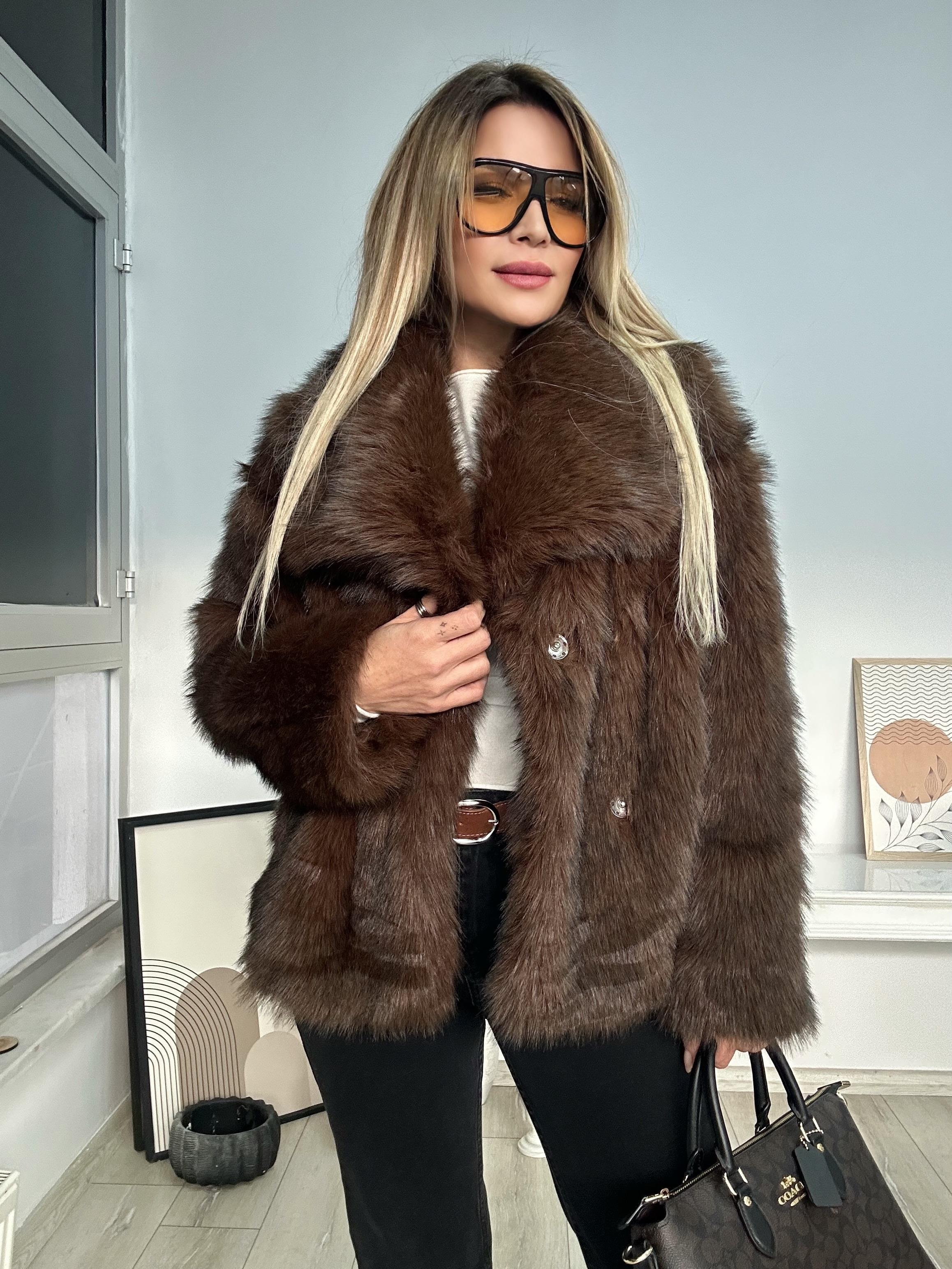 Kahverengi Kürk Mont