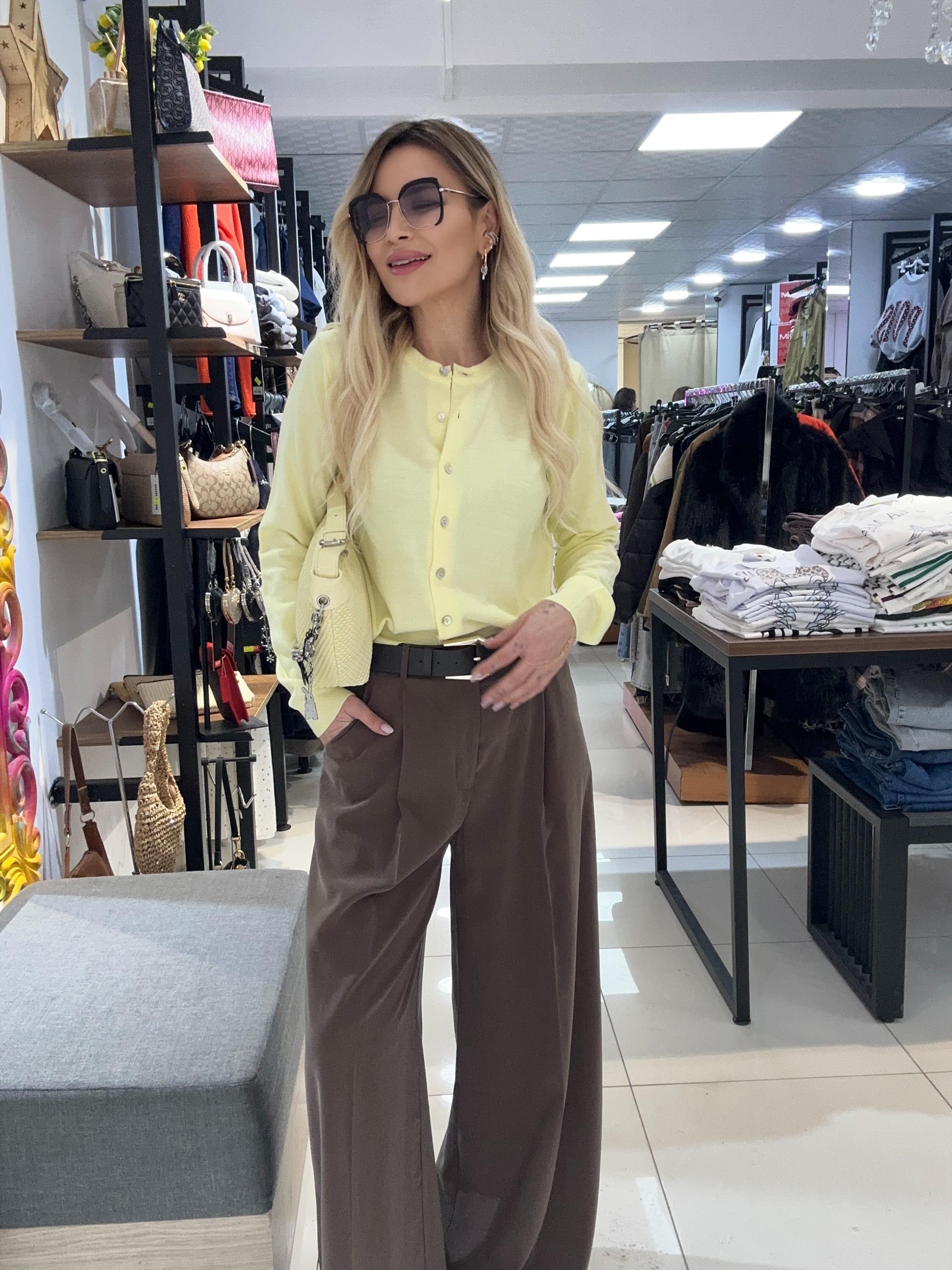 Kahverengi Pileli Dokuma Pantolon