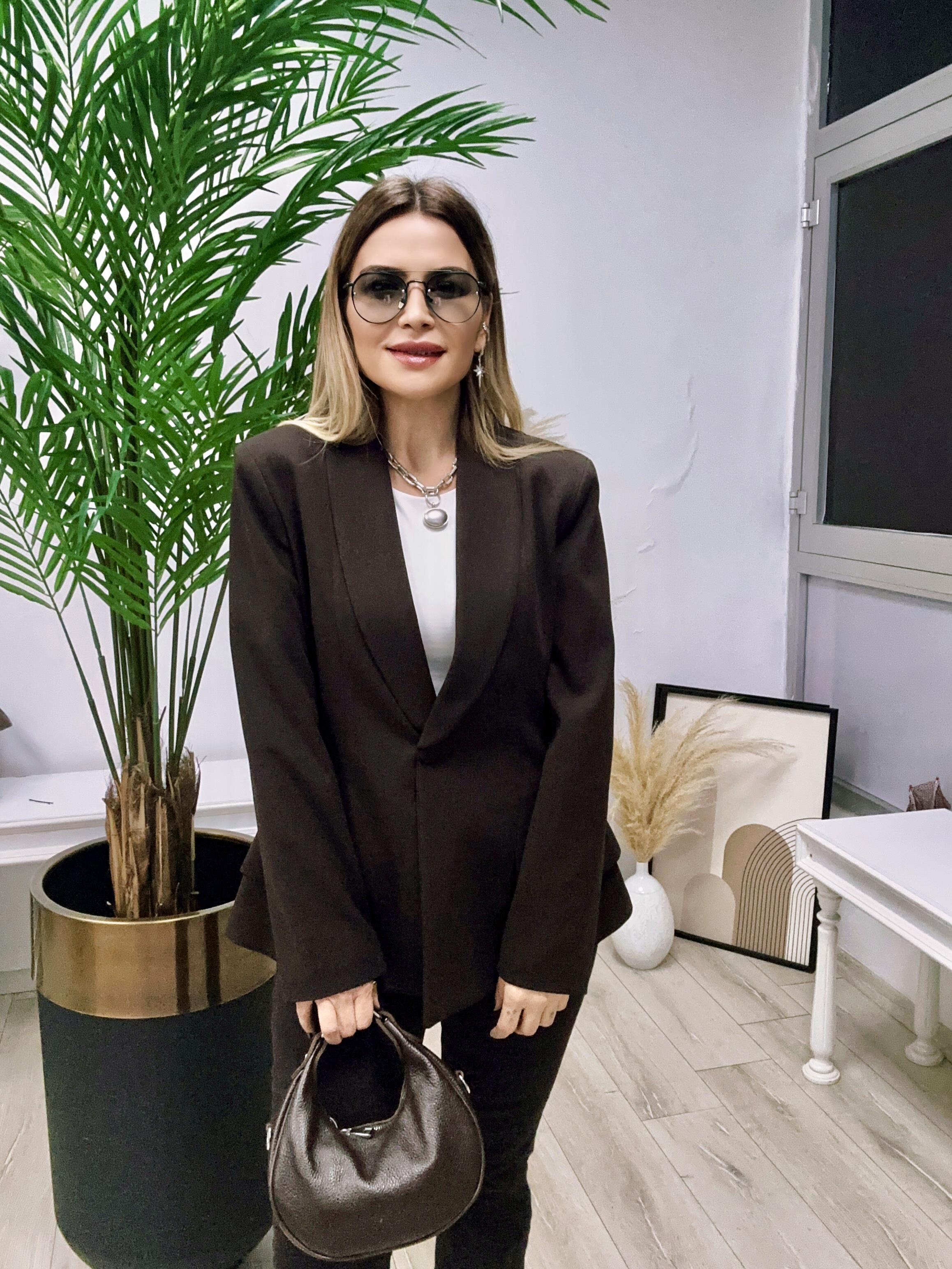 Kahverengi Şal Yaka Blazer 