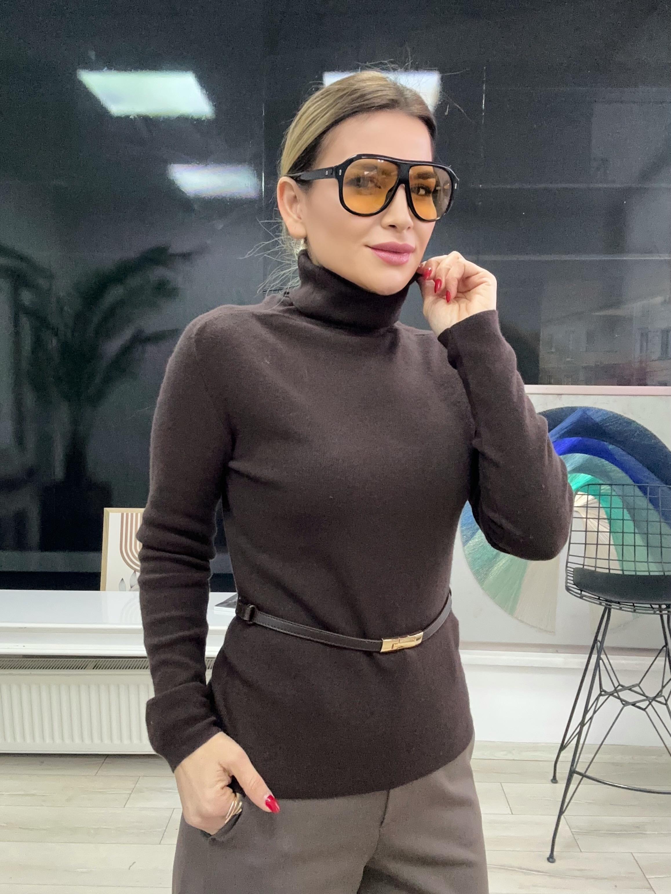 Kaşmir Karışımlı Kemerli Kazak