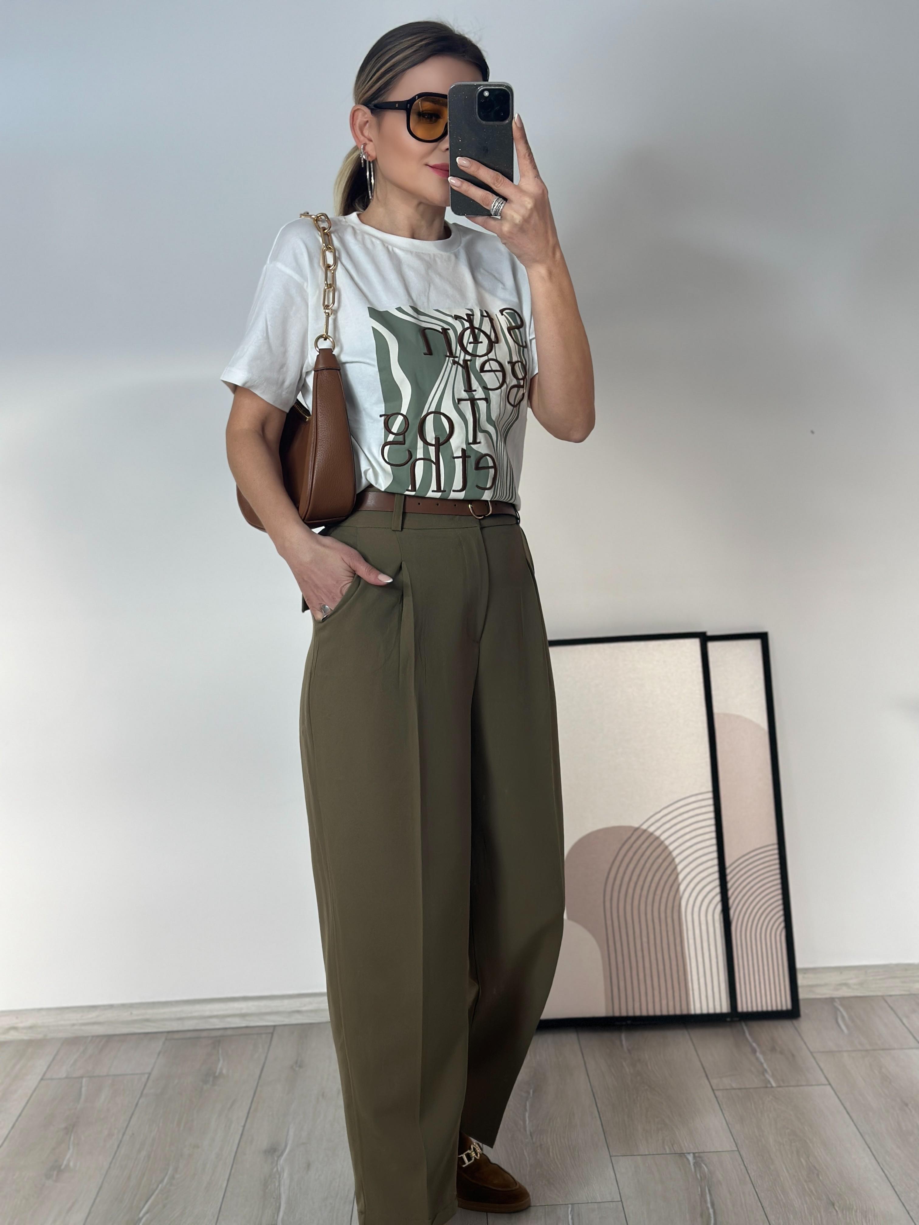 Kemerli Yeşil Pantolon 