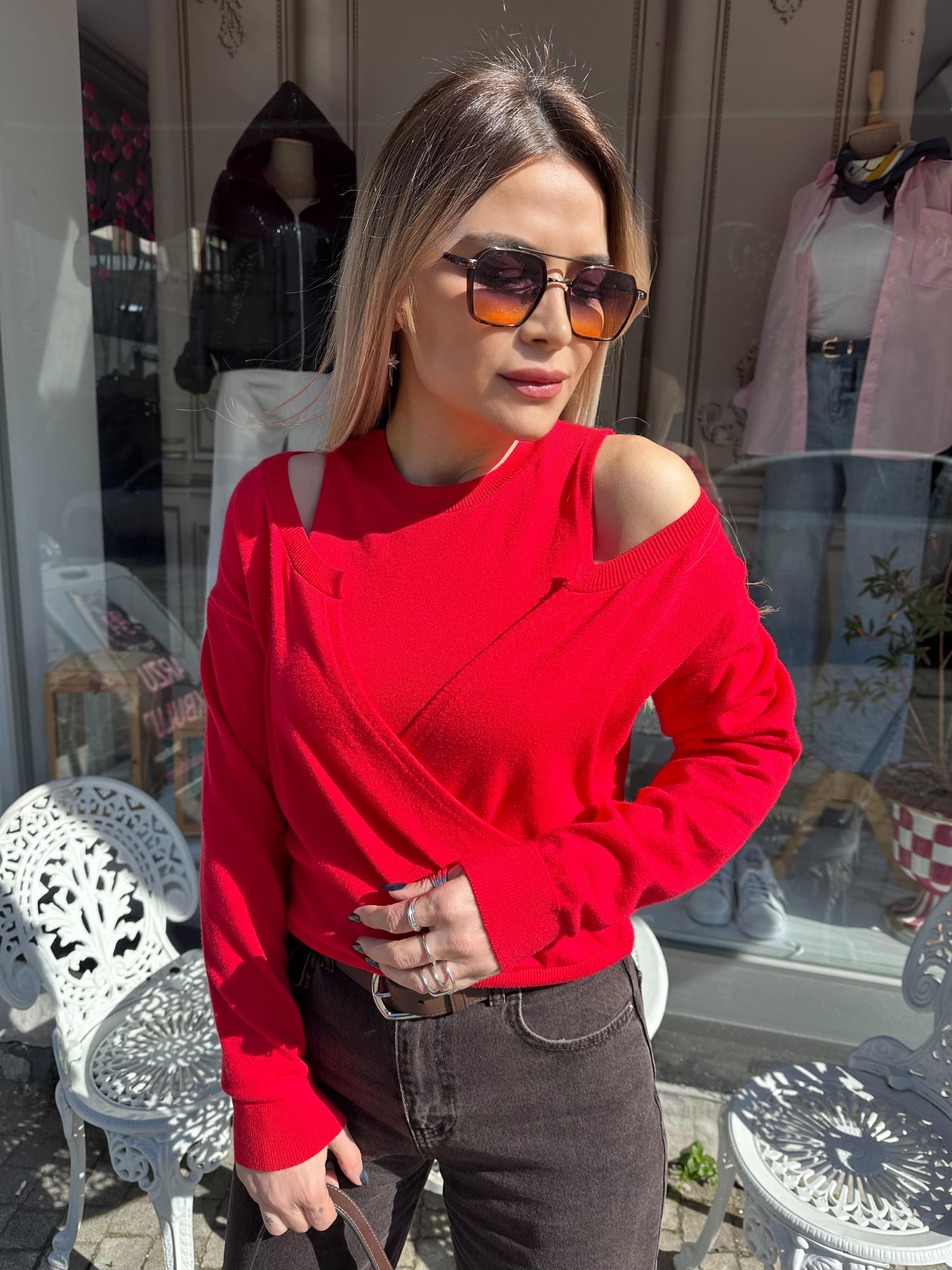 Kırmızı İkili Triko Takım 