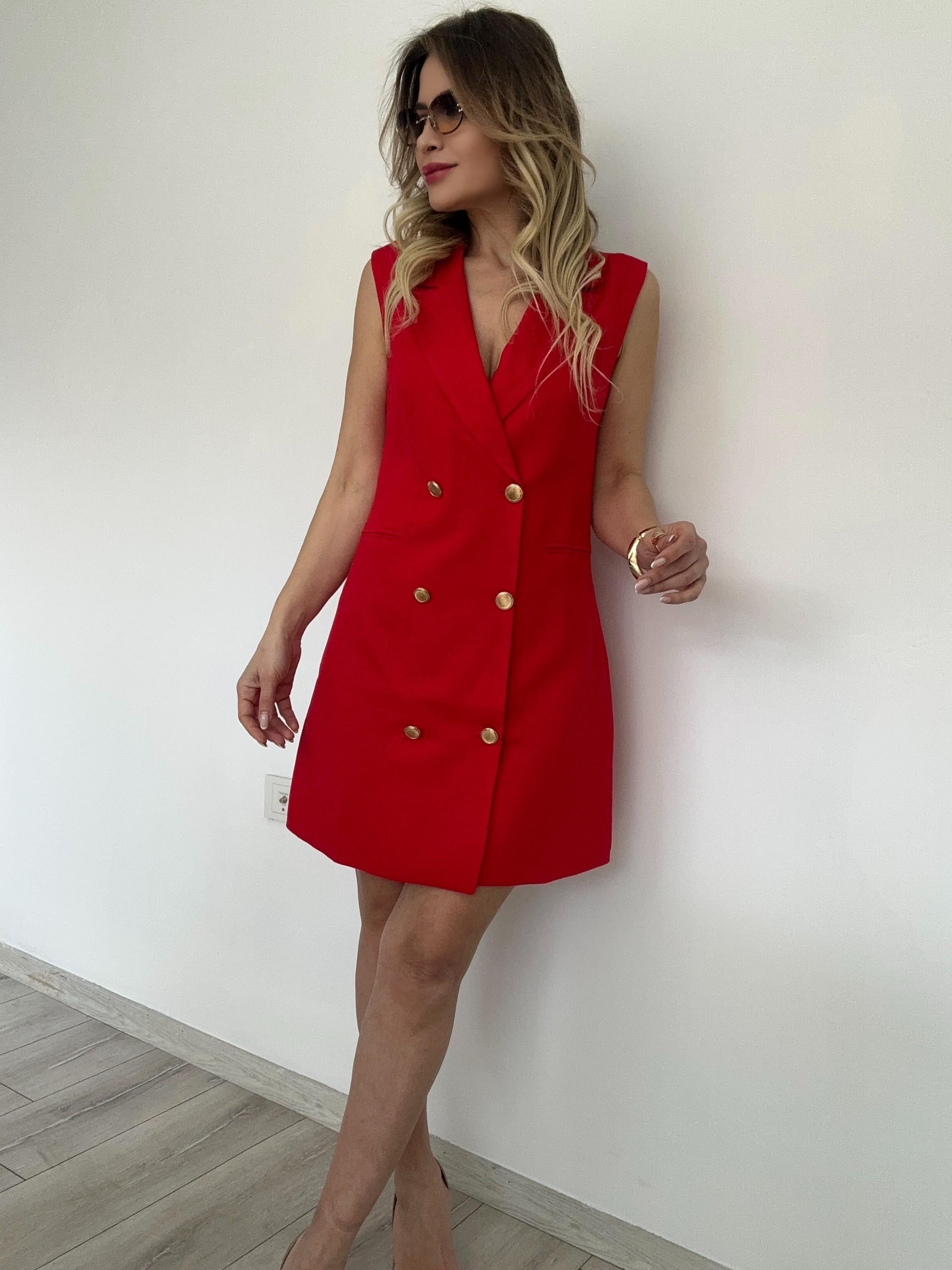 Kırmızı Keten Elbise