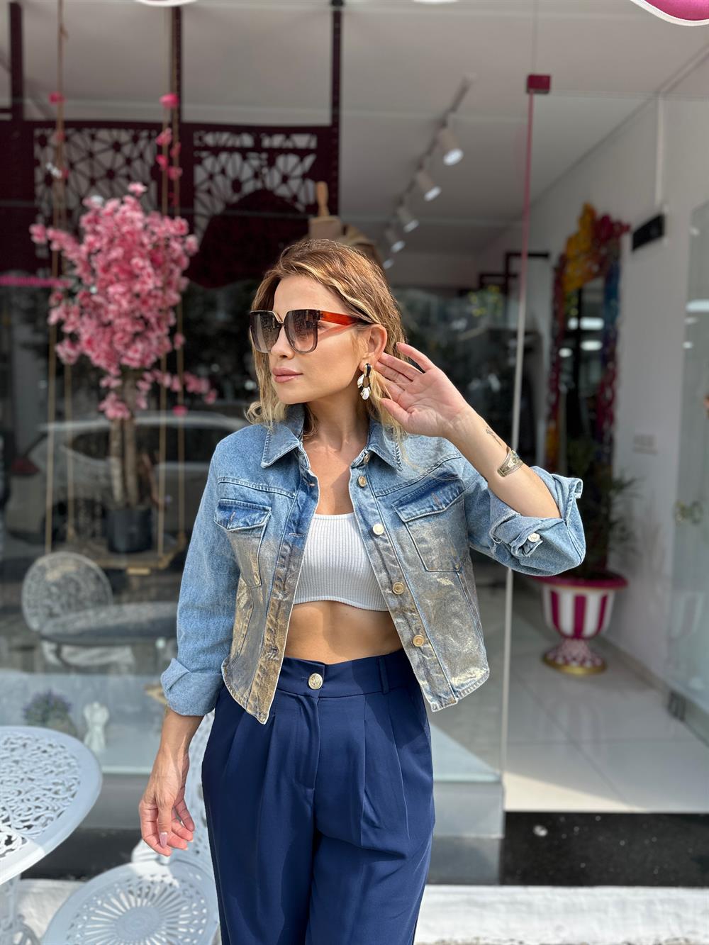 Kısa Jean Jeket 