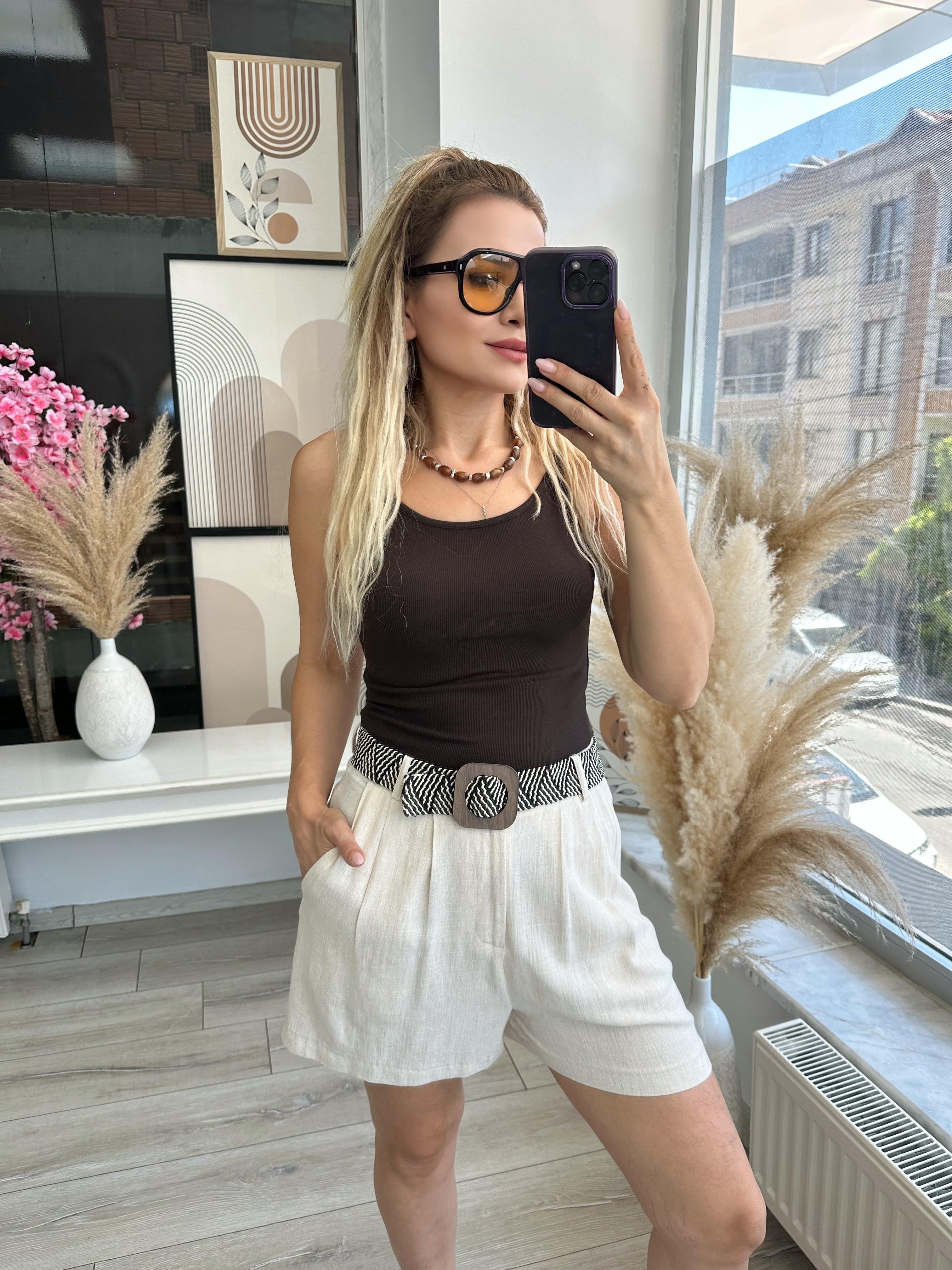 Koyu Kahve Askılı Bluz