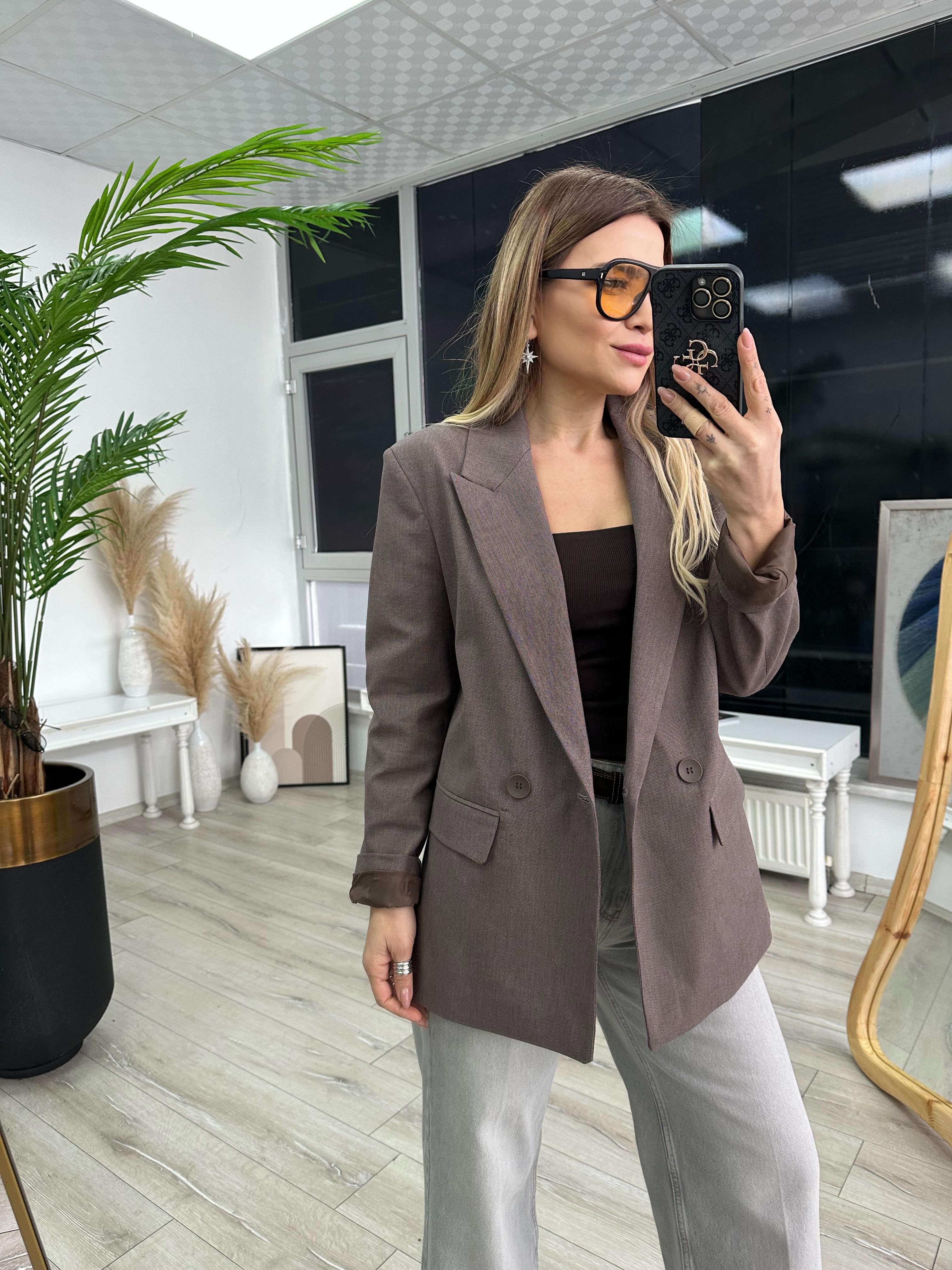 Koyu Vizon Blazer Ceket