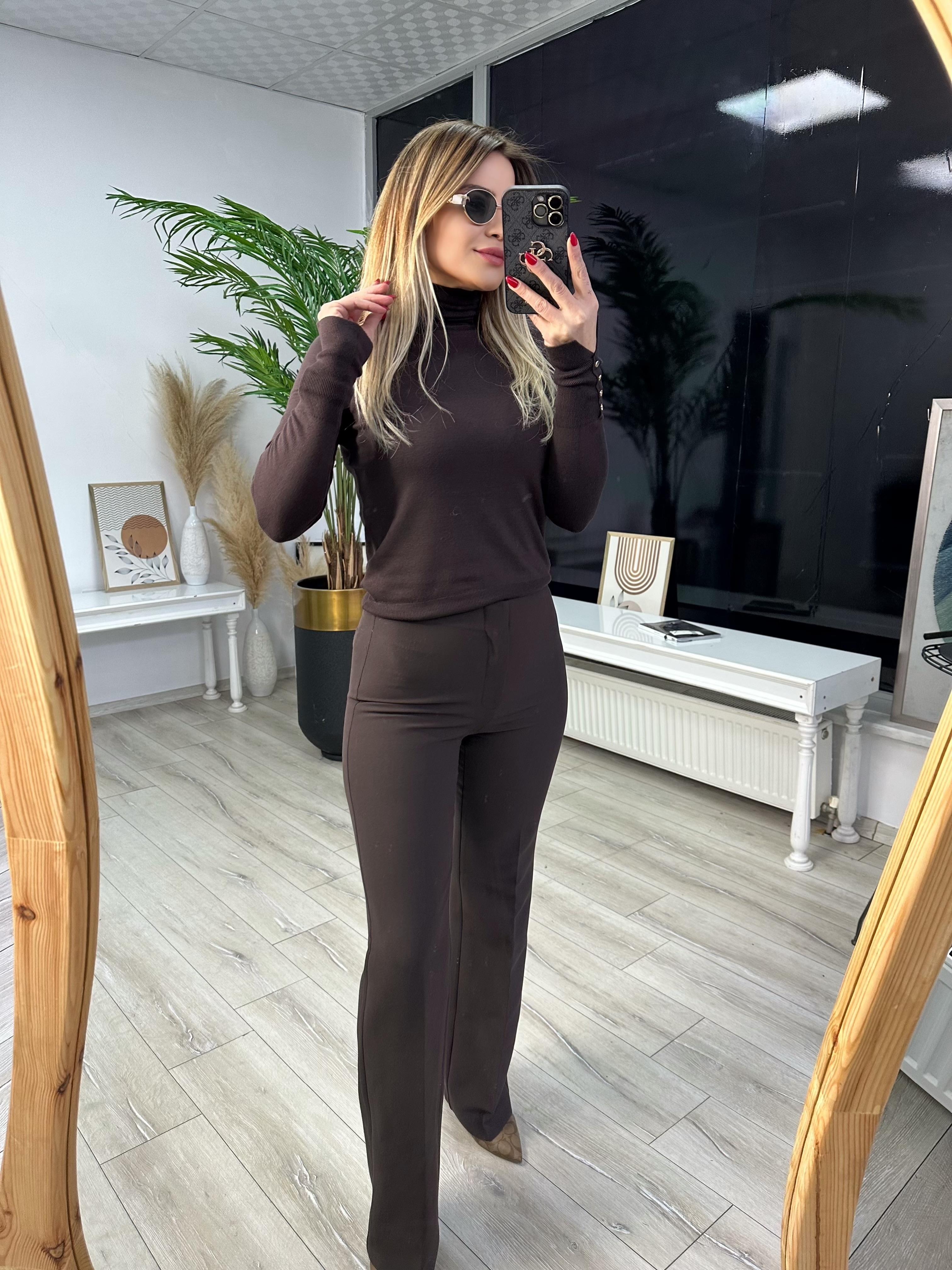 KR Kahverengi Kumaş Pantolon 