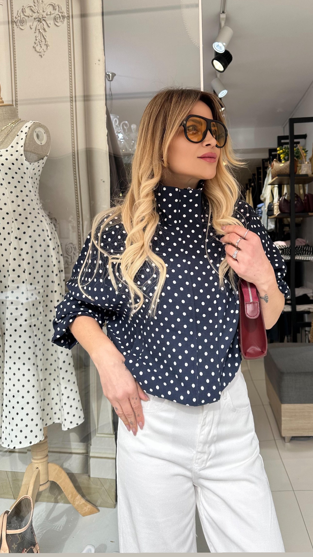 Laciver Puantiyeli Bomber Ceket 