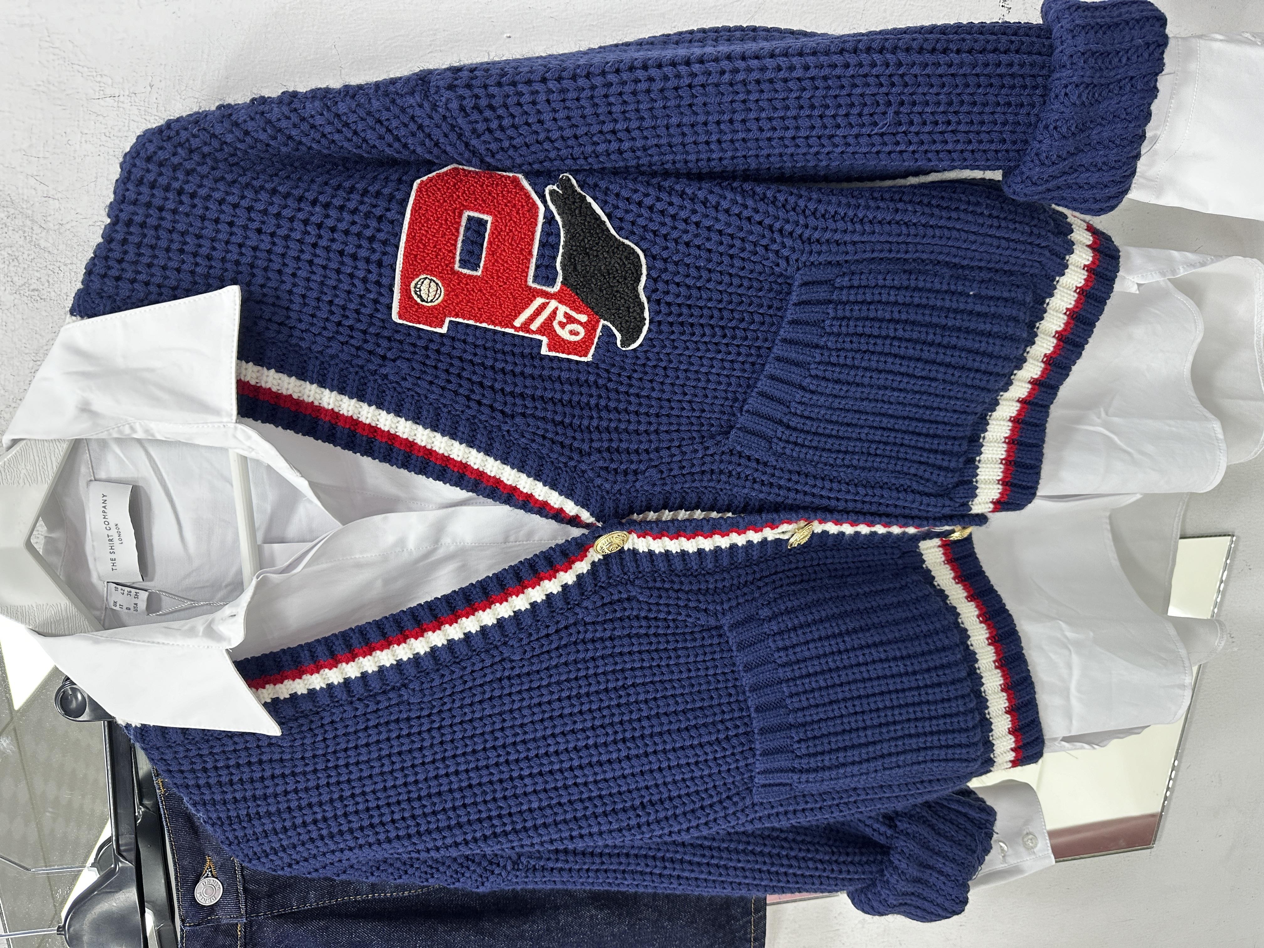 Lacivert Baskılı Triko Hırka 