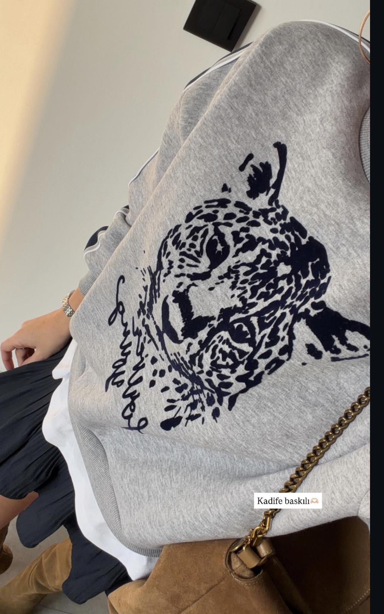 Lacivert Gri Baskılı Sweat 