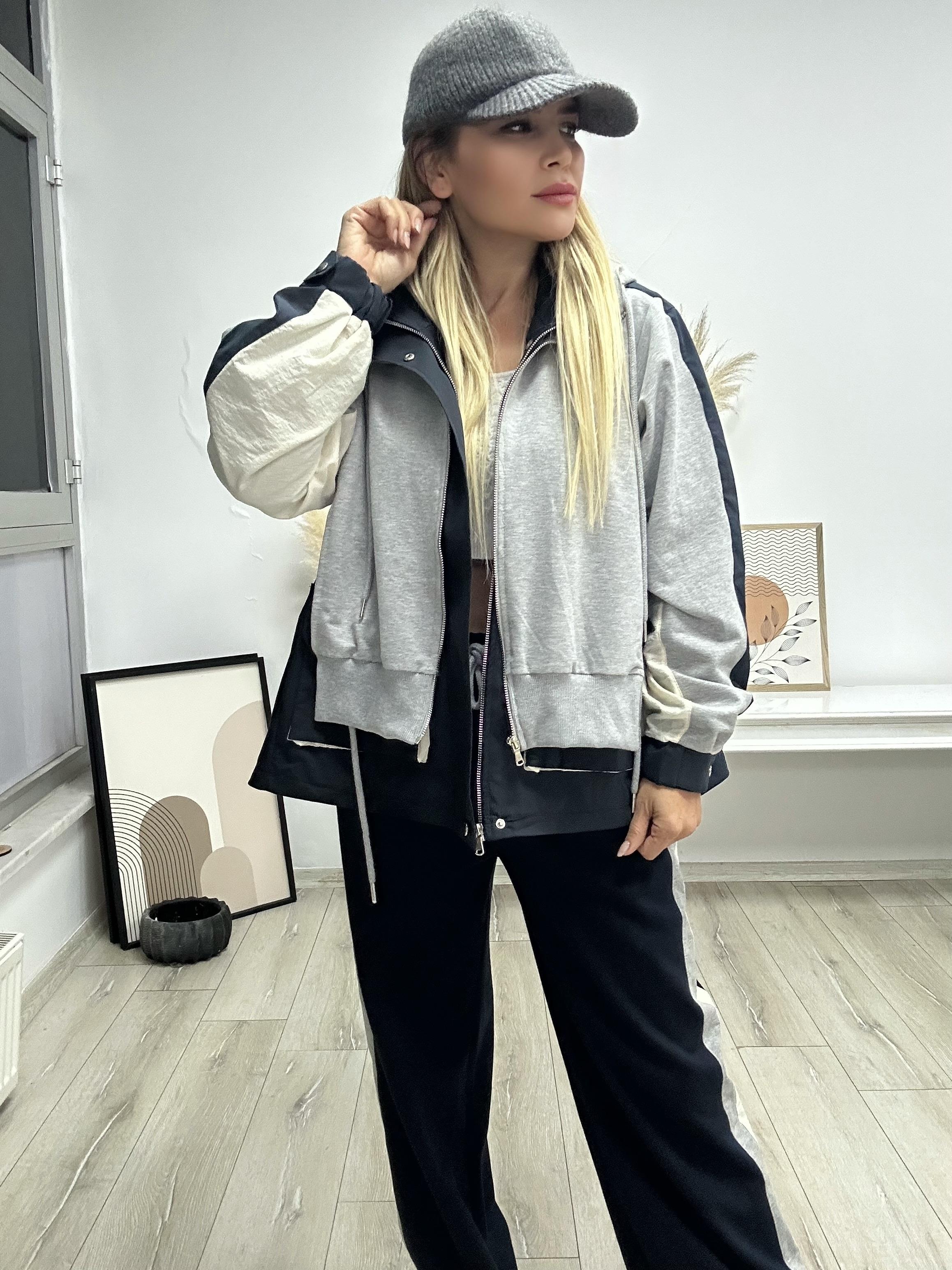 Lacivert Gri Paraşüt Geçişli Tasarım Takım