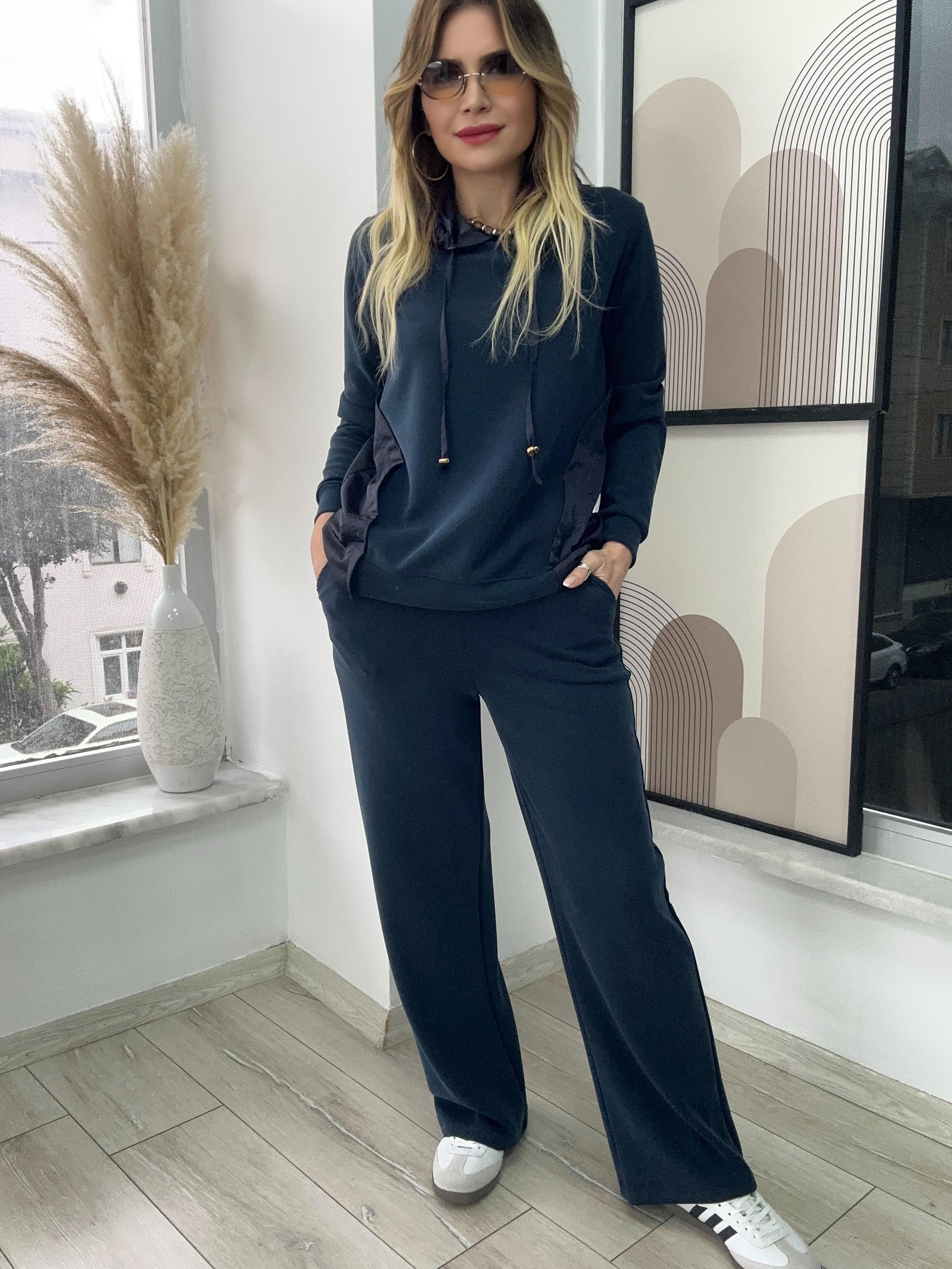 Lacivert Modal Kumaş Paraşüt Detaylı Takım