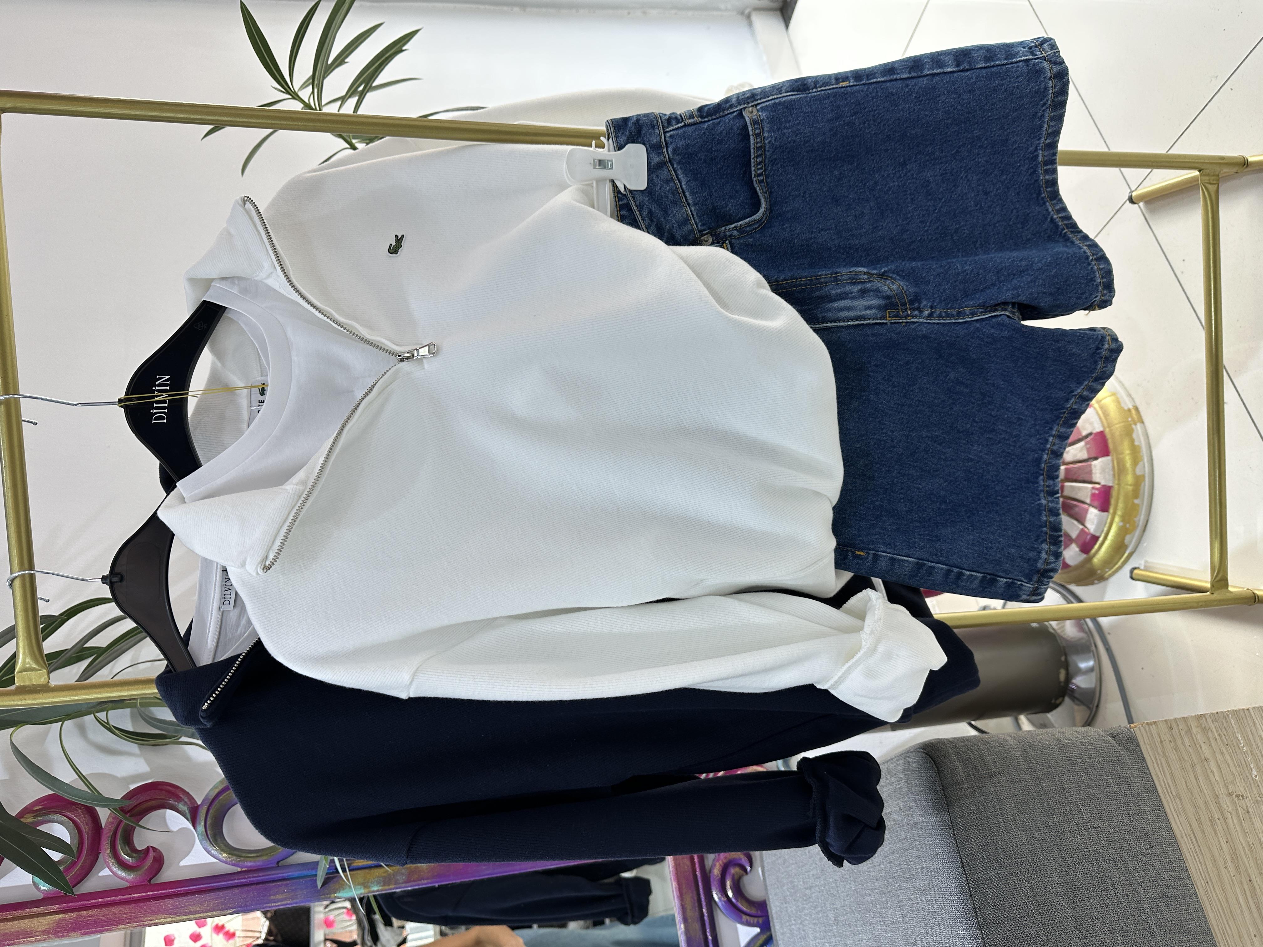 Lacivert Nakışlı Dokuma Sweat