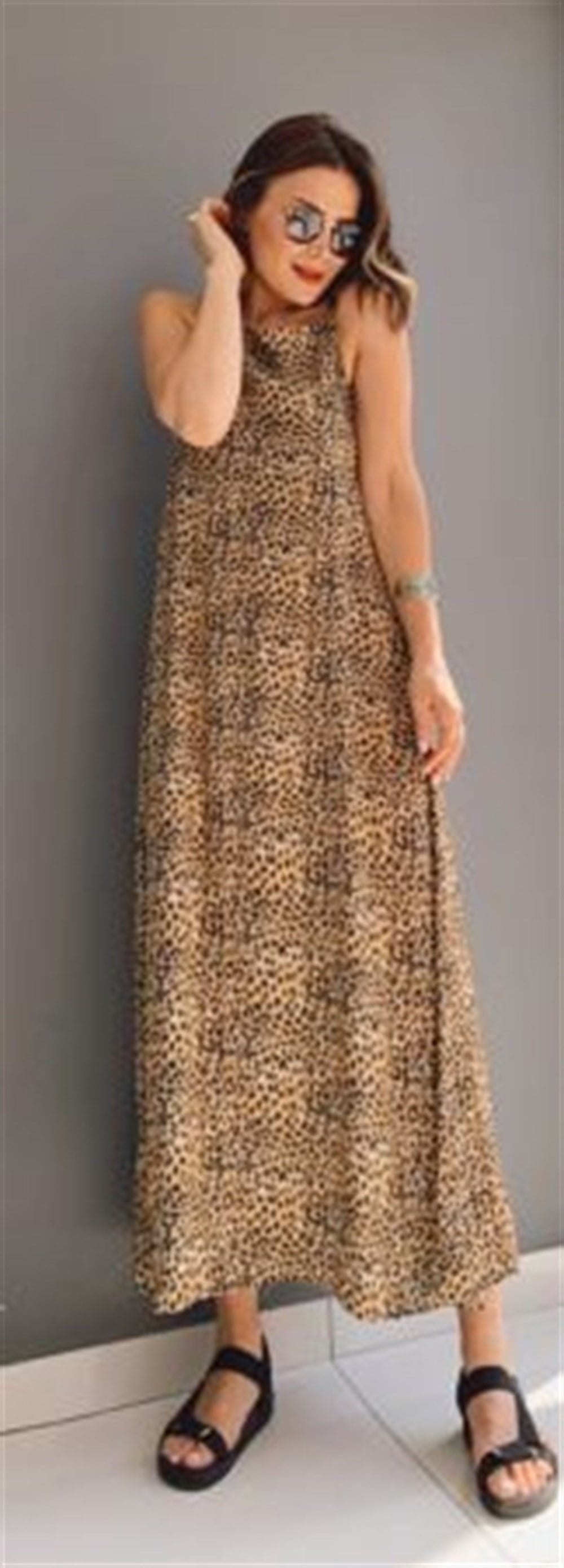leopar desen elbise