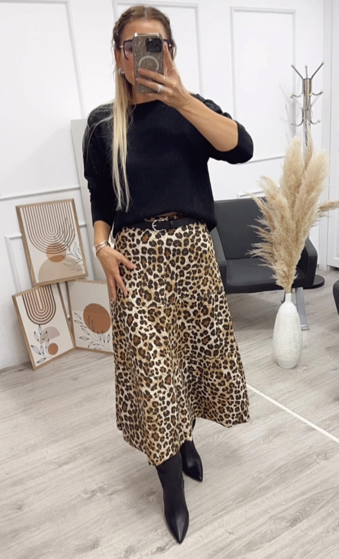 Leopar Desenli Nubuk Etek