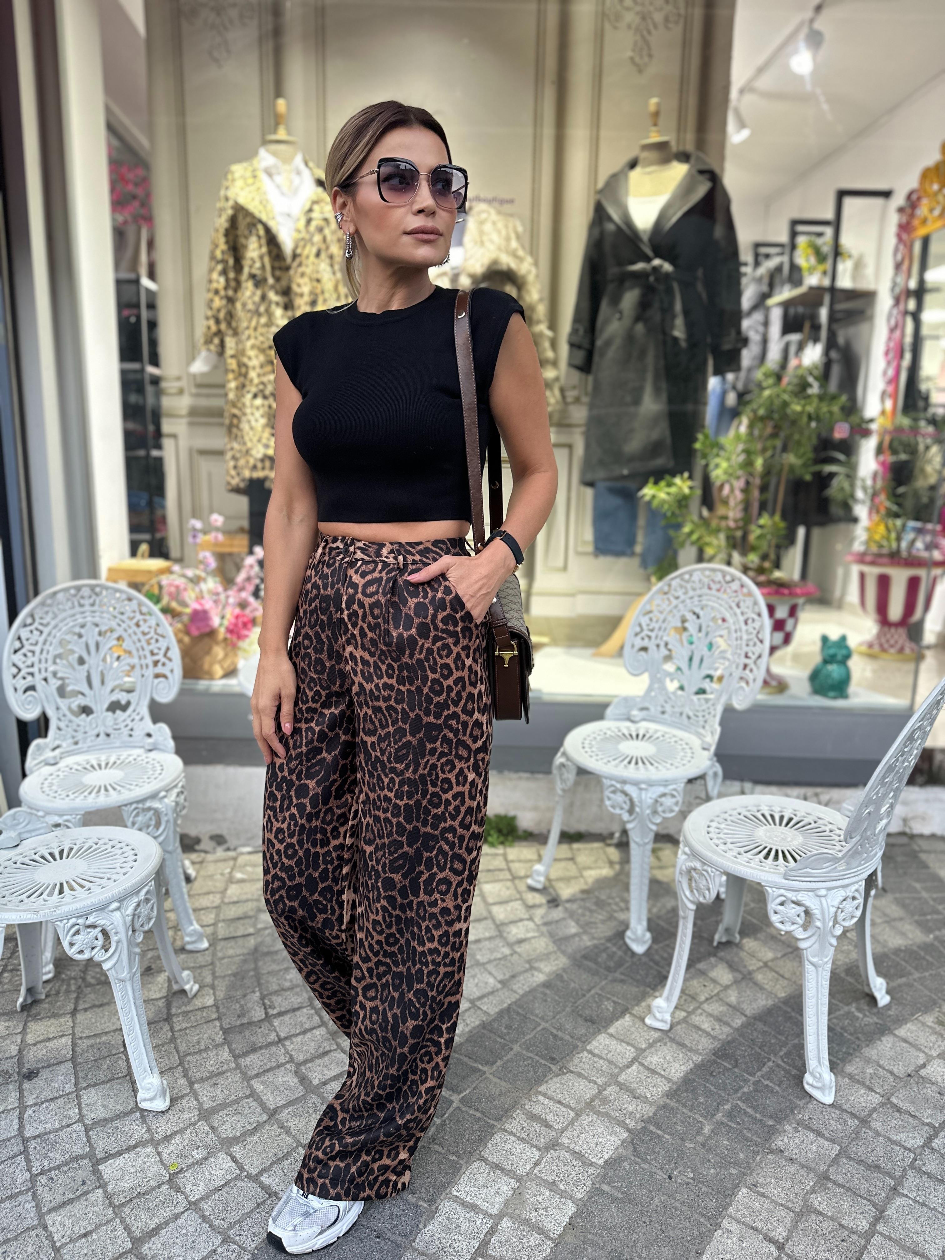 Leopar Desenli Pantolon 
