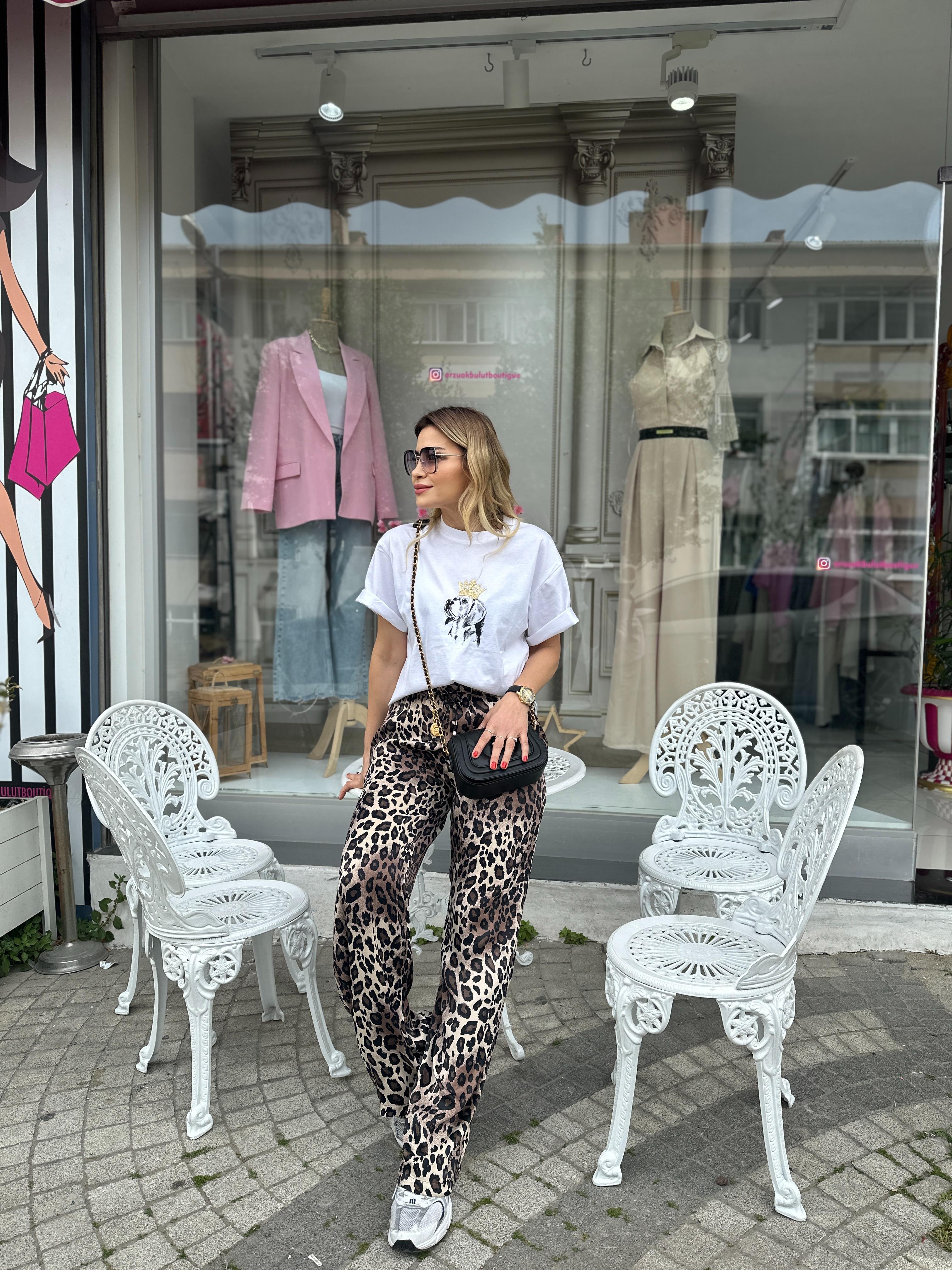 Leopar Desenli Pantolon 