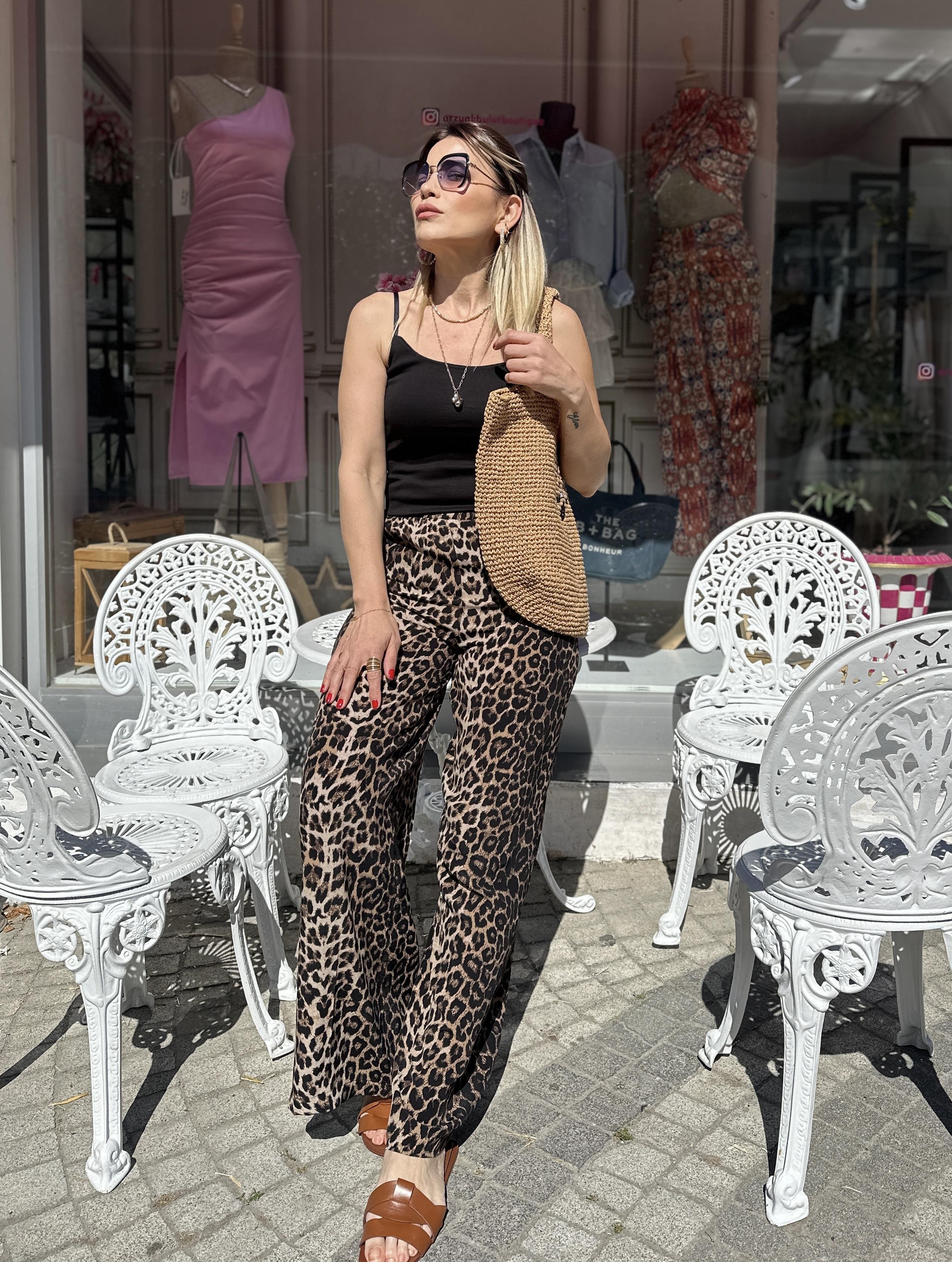 Leopar Palazzo Pantolon