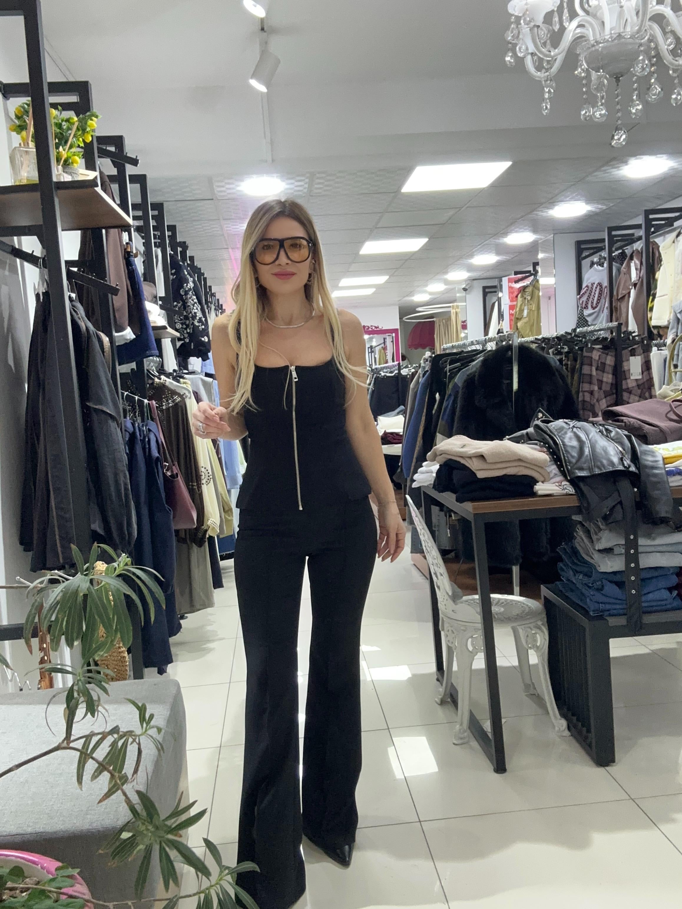 Letize Siyah Kumaş Pantolon 