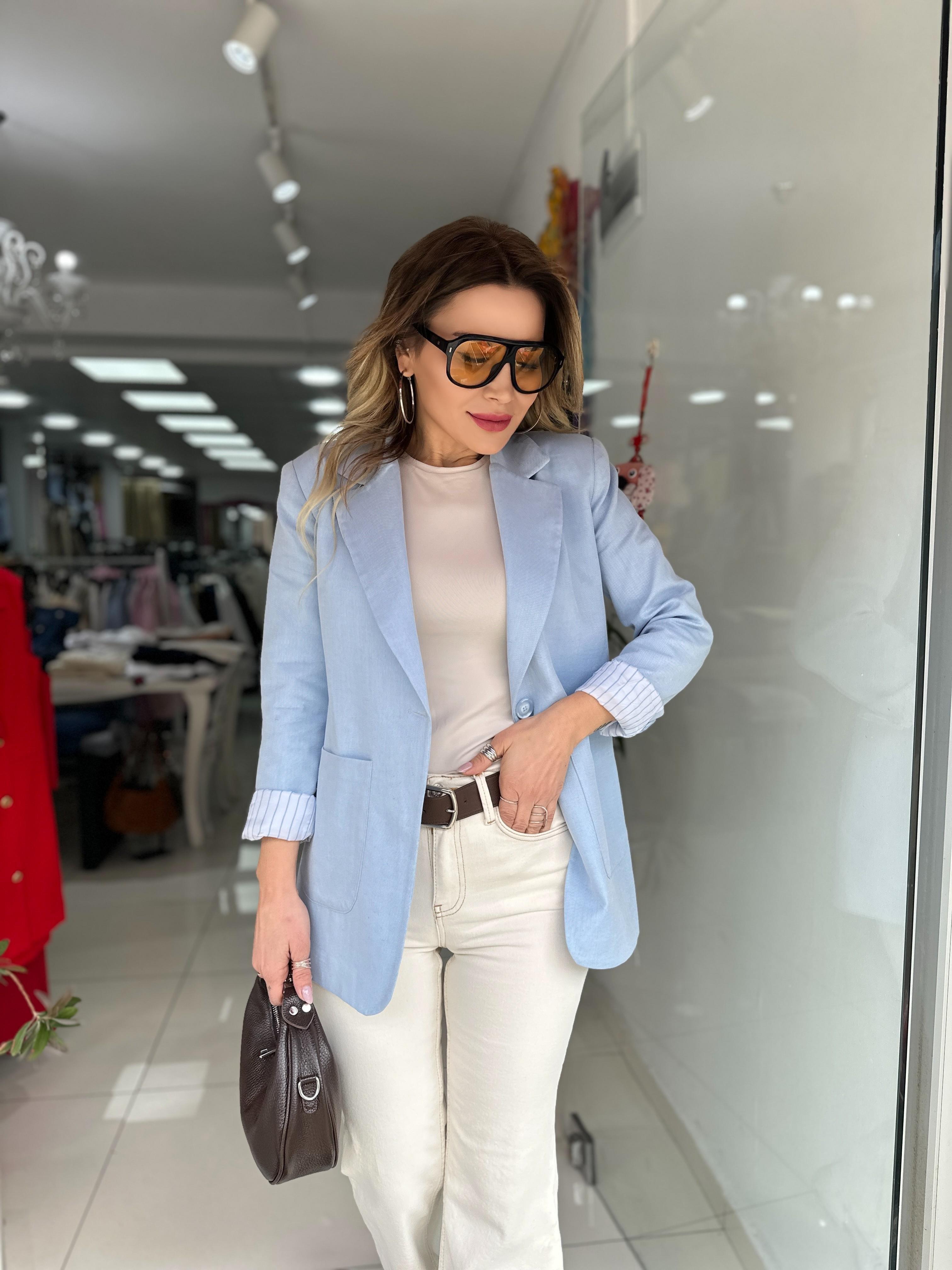 Mavi Astarlı Blazer