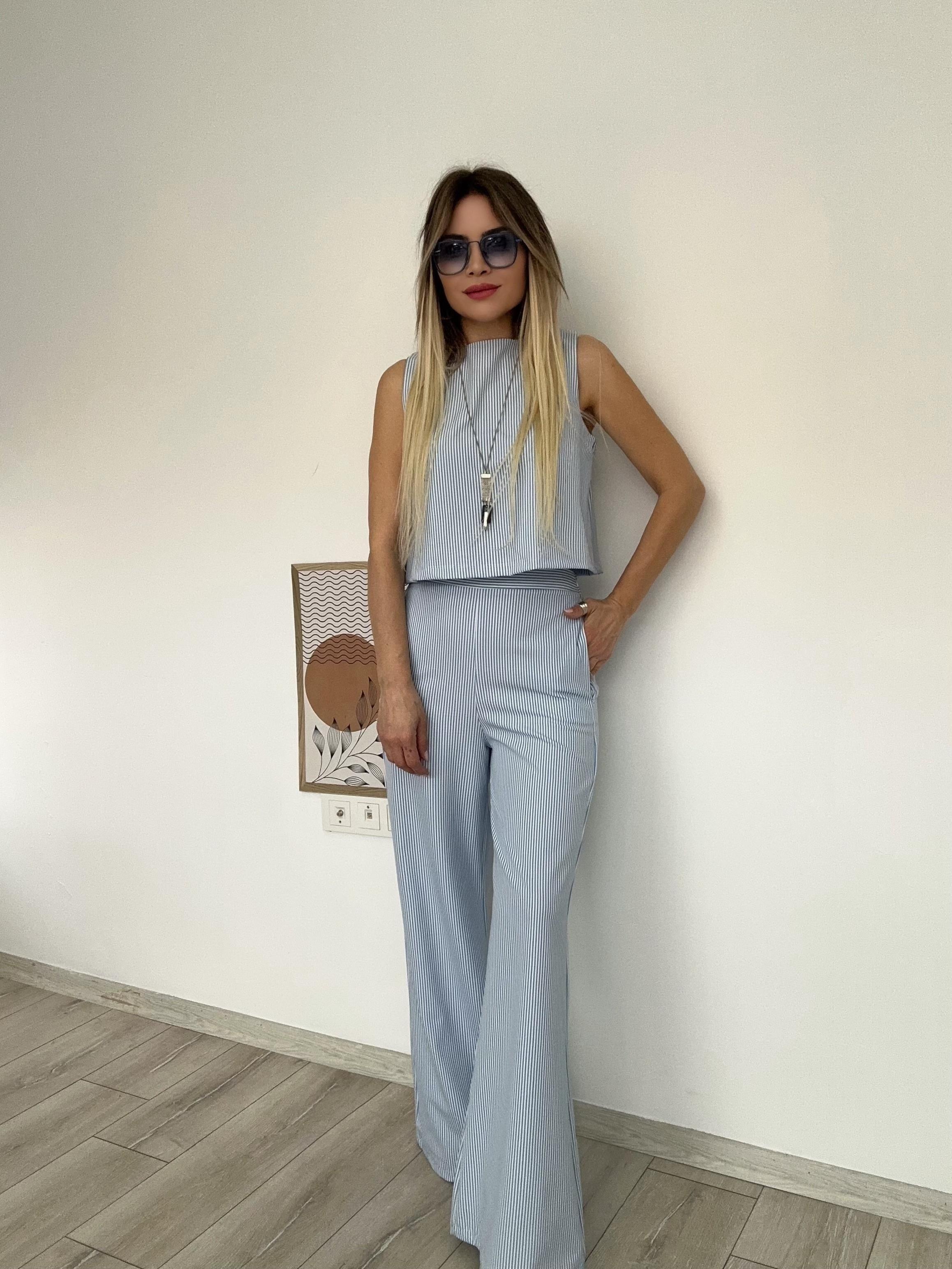 Mavi Çizgili Pantolon