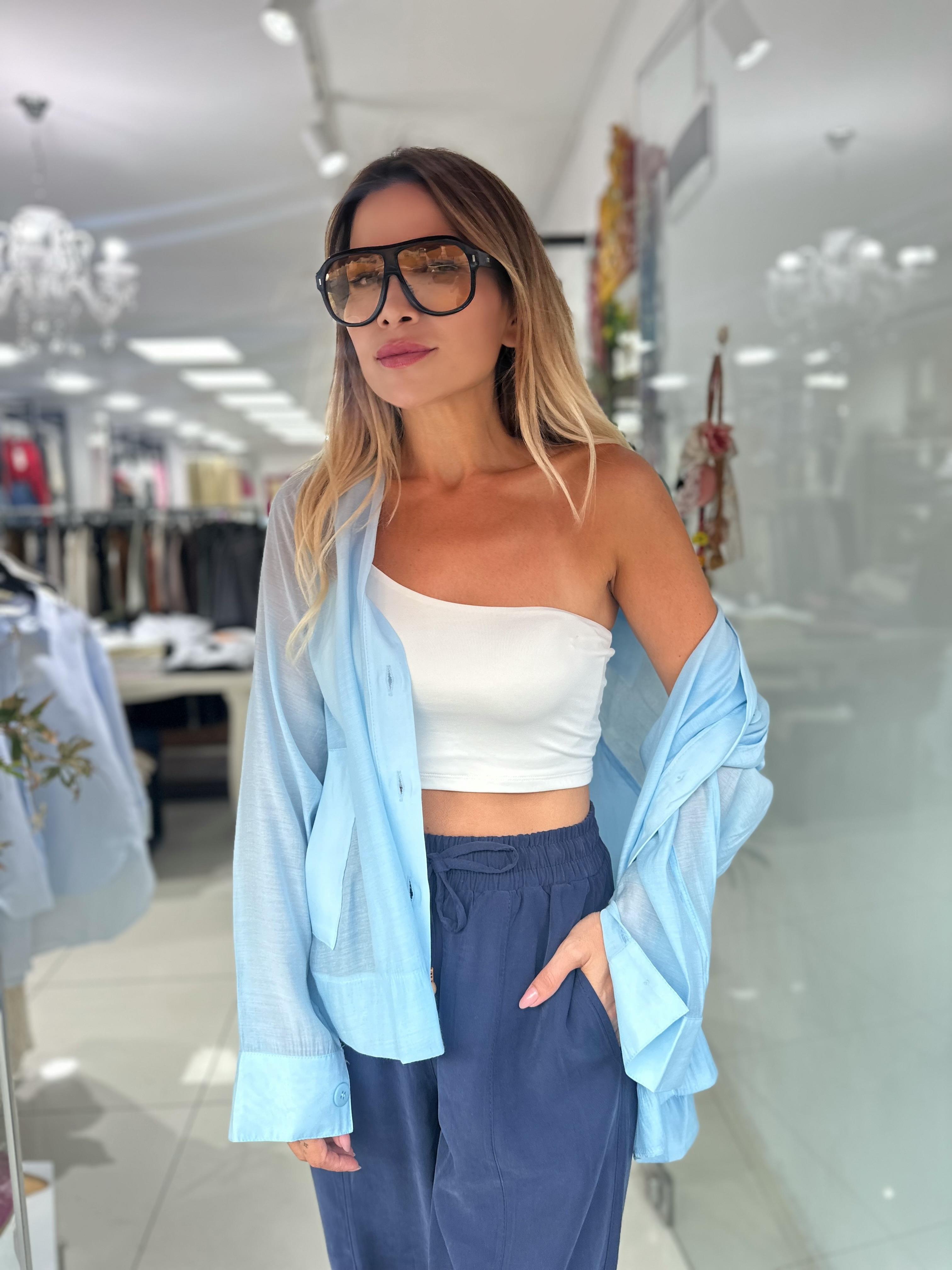 Mavi Oversize Gömlek Ceket