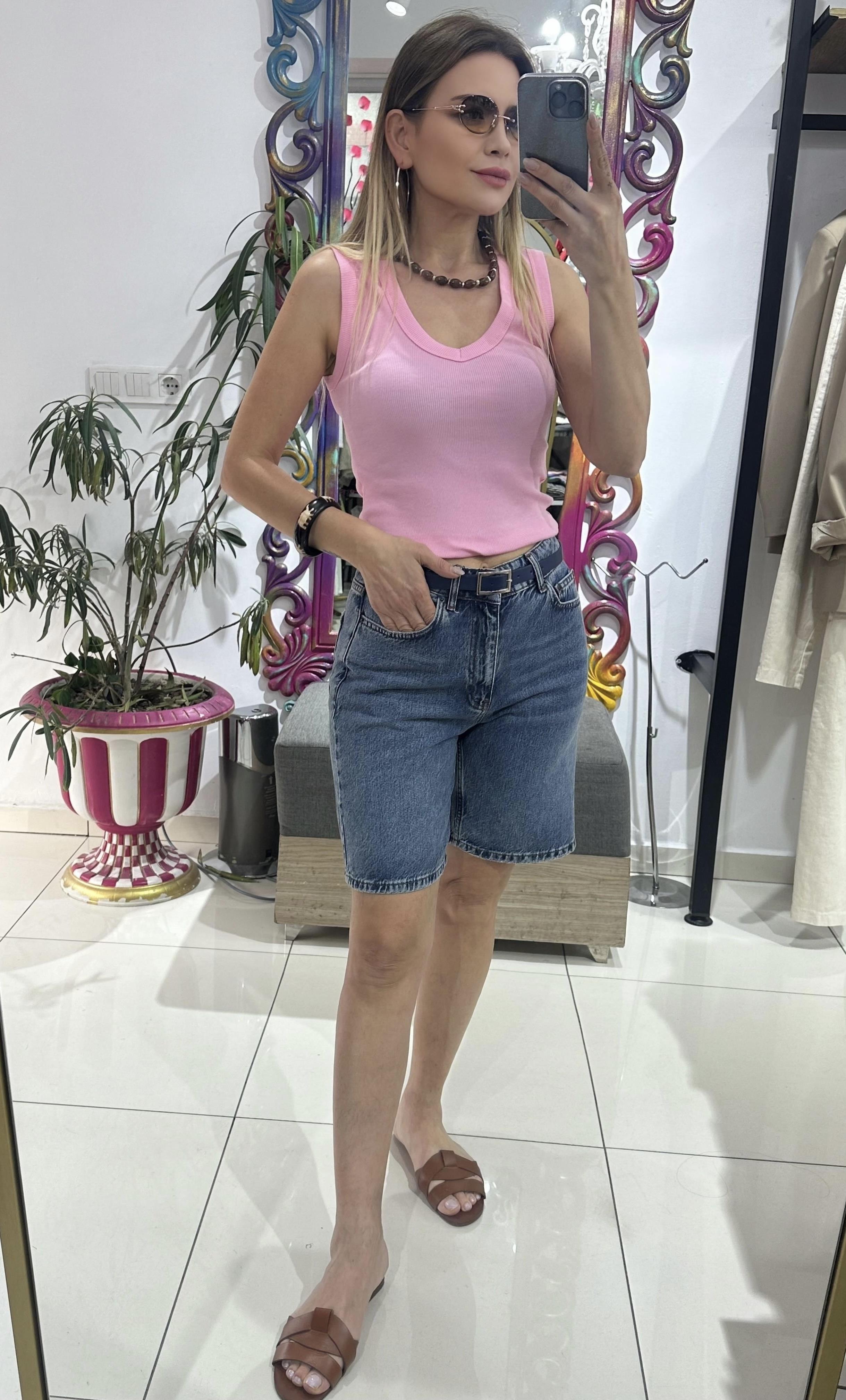 Mavi Şehir Boy Jean Şort