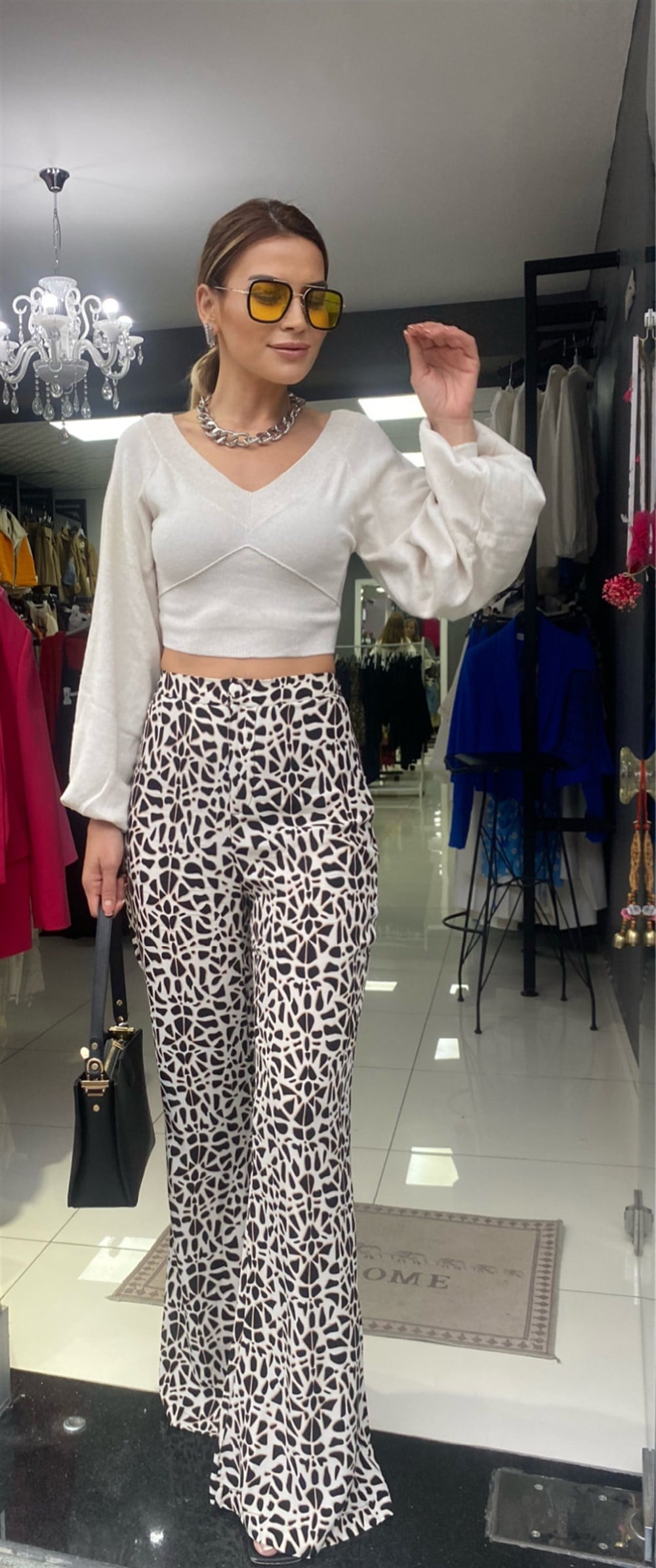 MNG V Yaka Ekru Triko