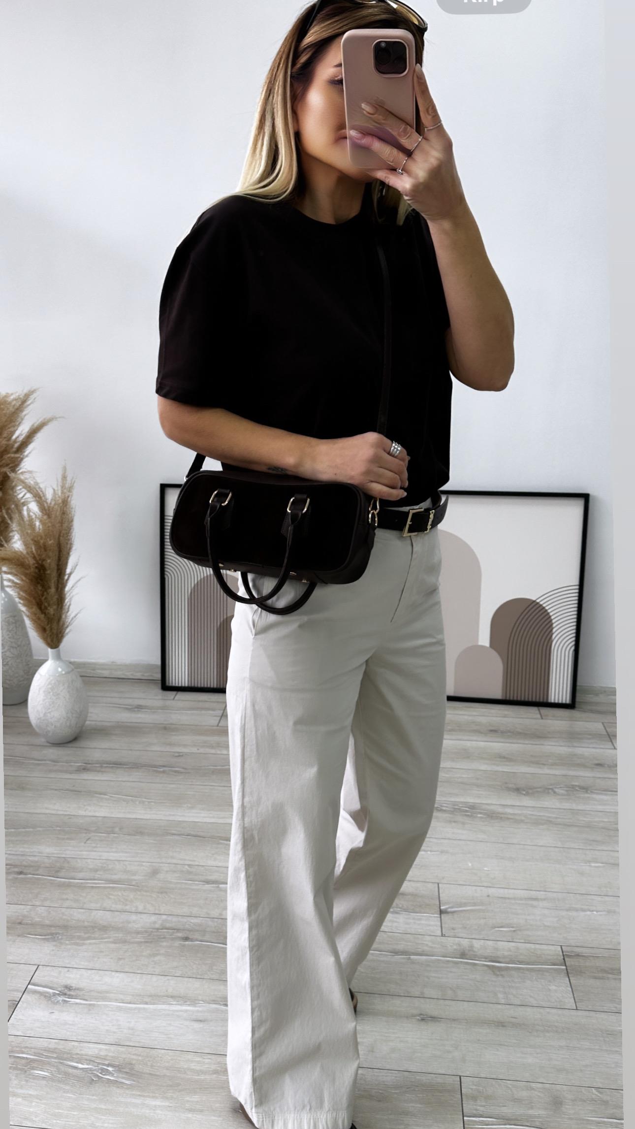 MSM Bej Beli Lastikli Pantolon