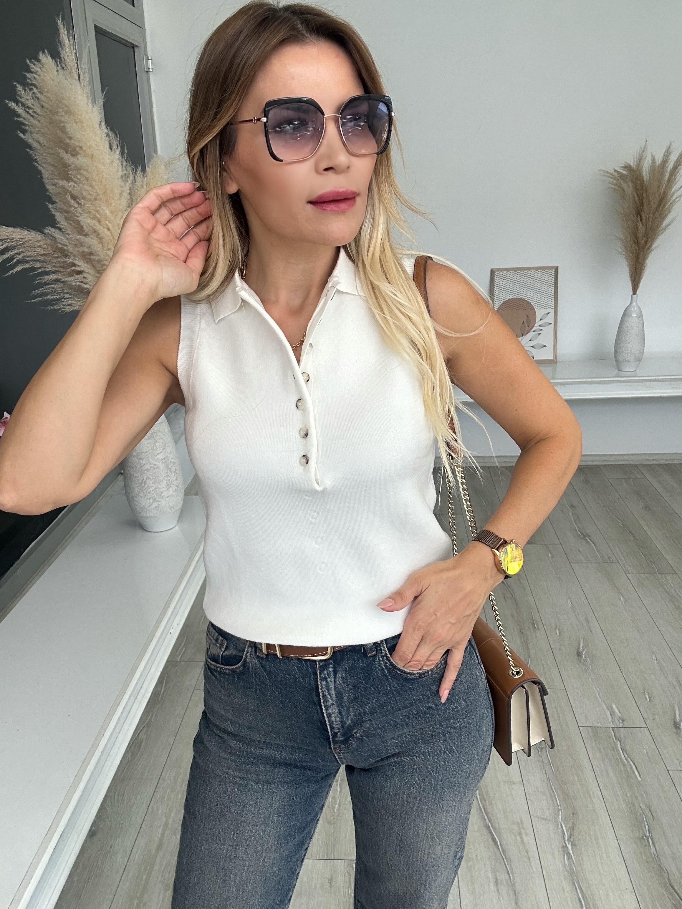 MSM Ekru Düğme Detaylı Triko