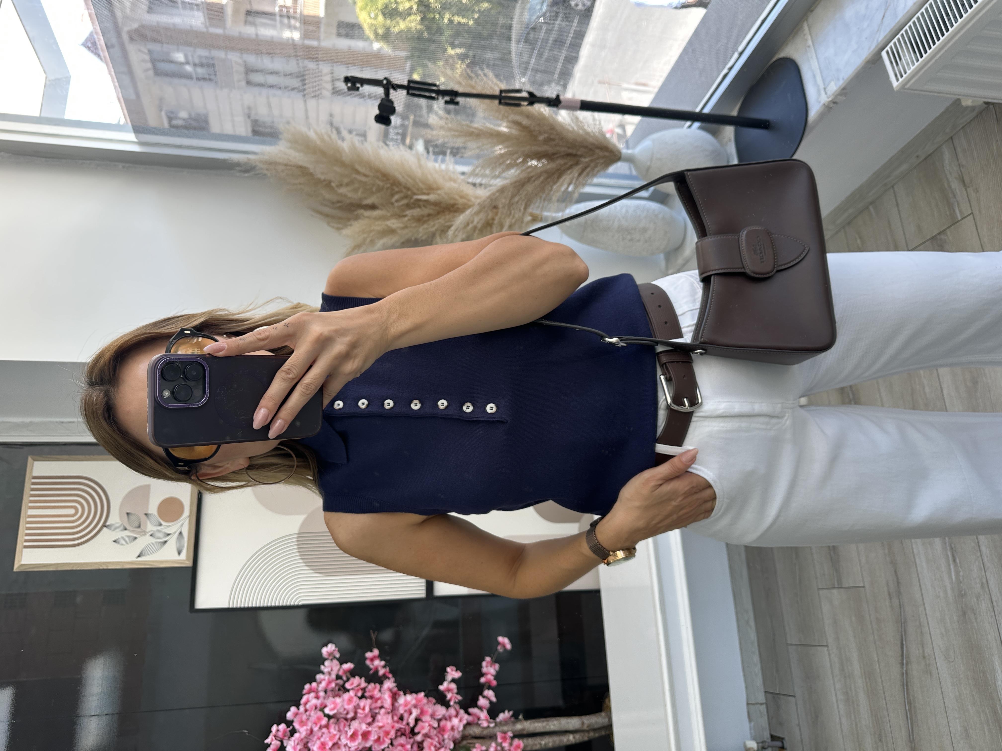 MSM Lacivert Düğme Detaylı Triko