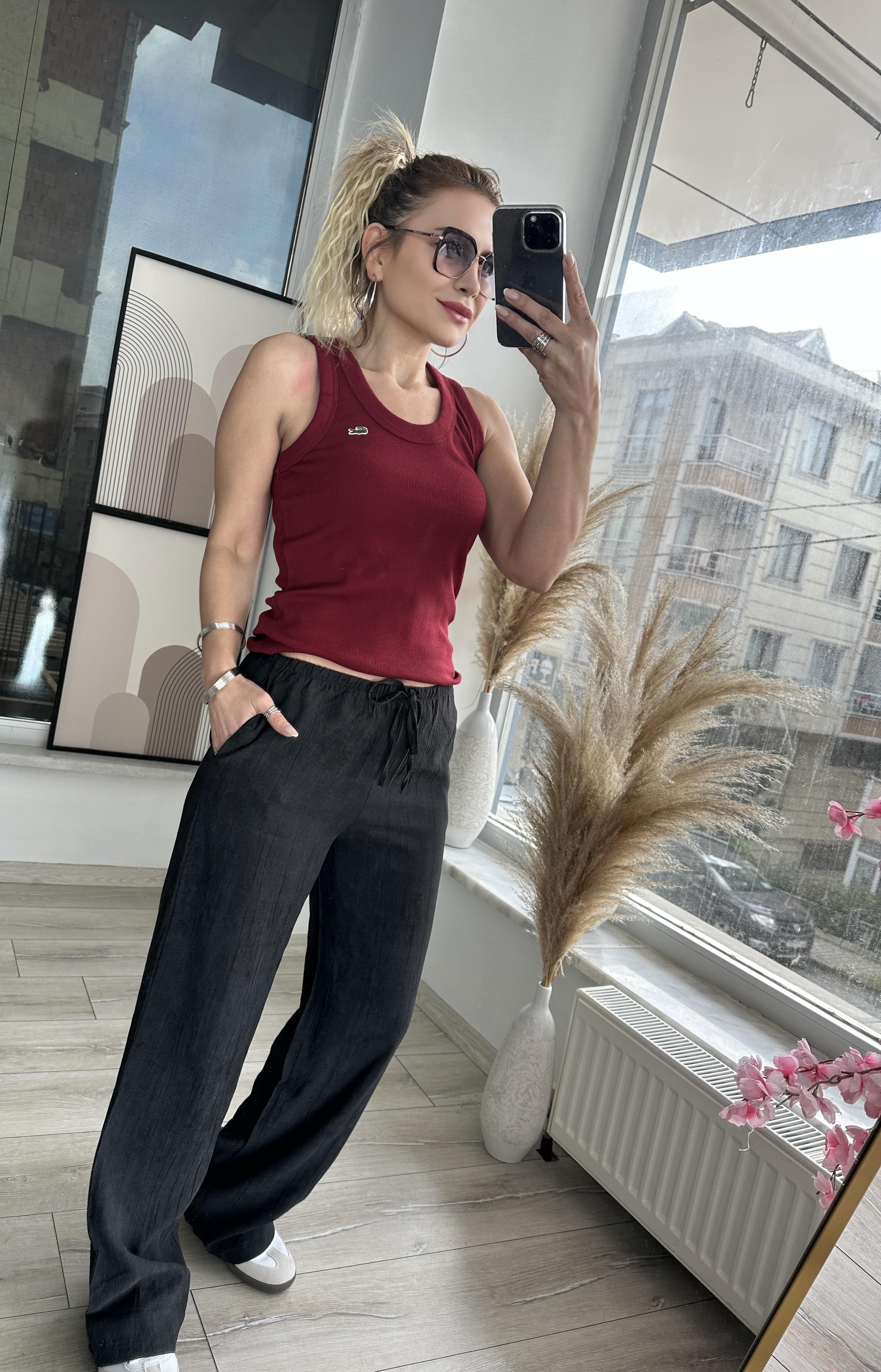 MSM Siyah Beli Lastikli Pantolon 