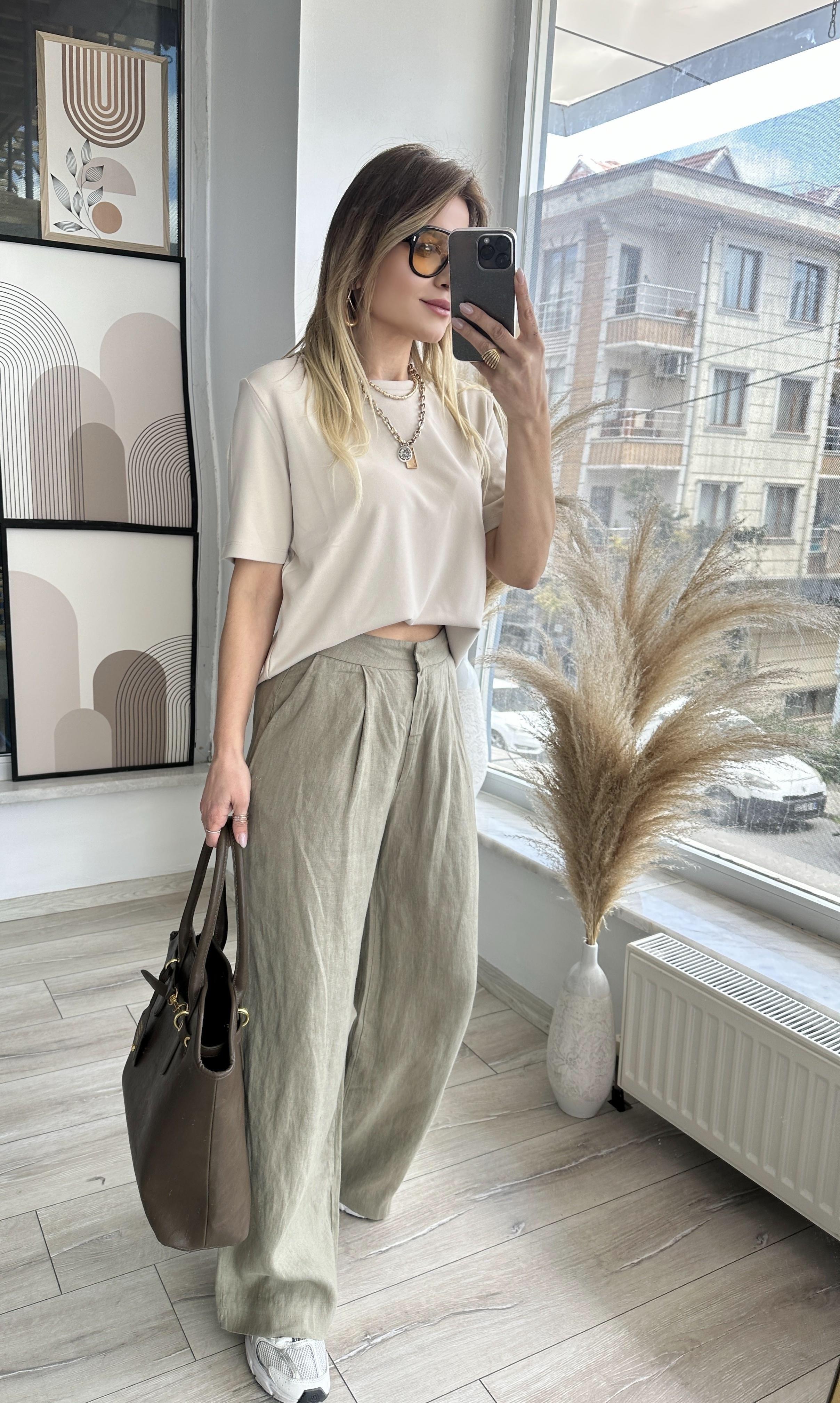 MSM Yeşil Keten Pantolon