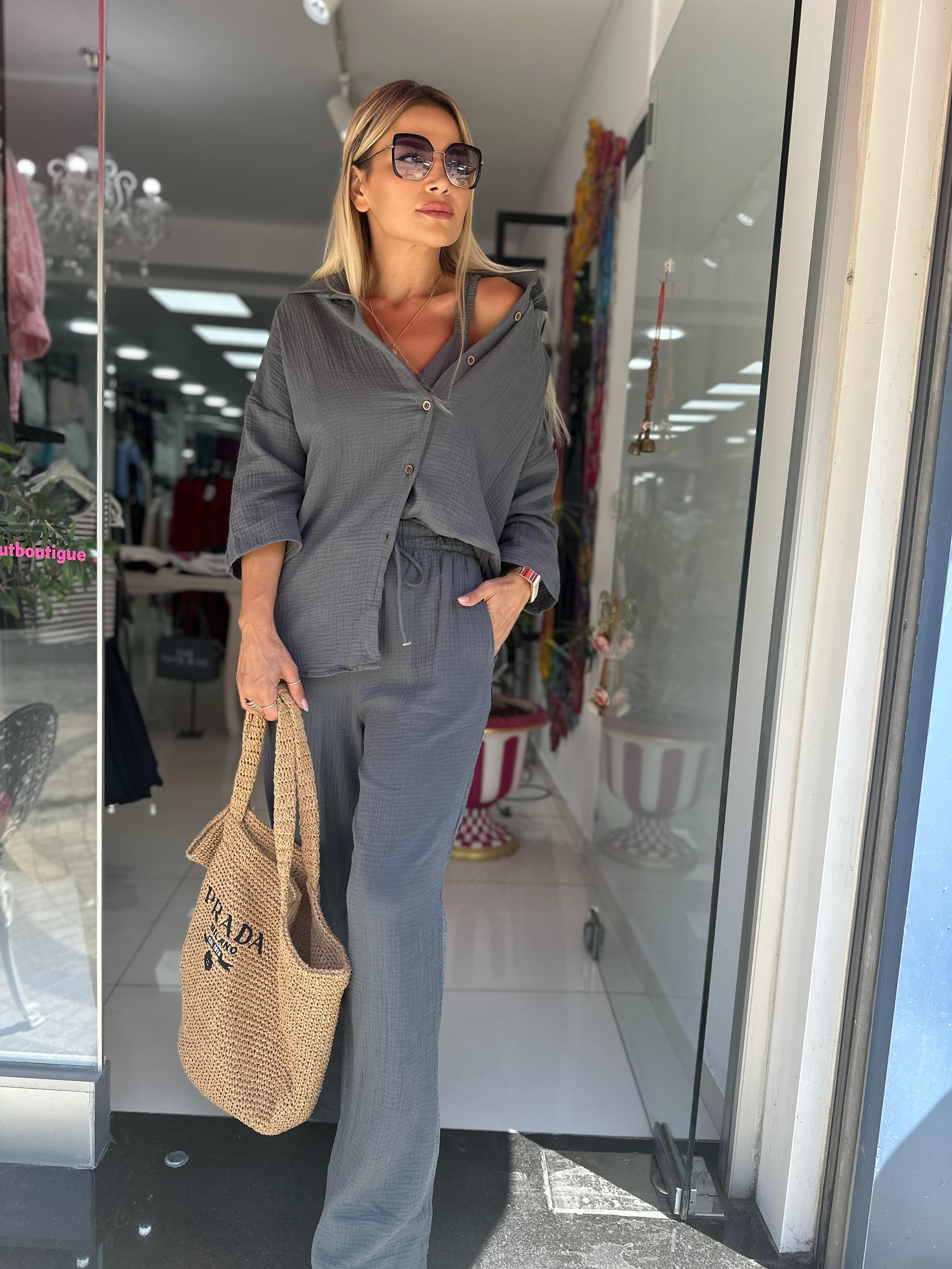 Müslin Kumaş Gömlek Büstiyer Pantolon Takım