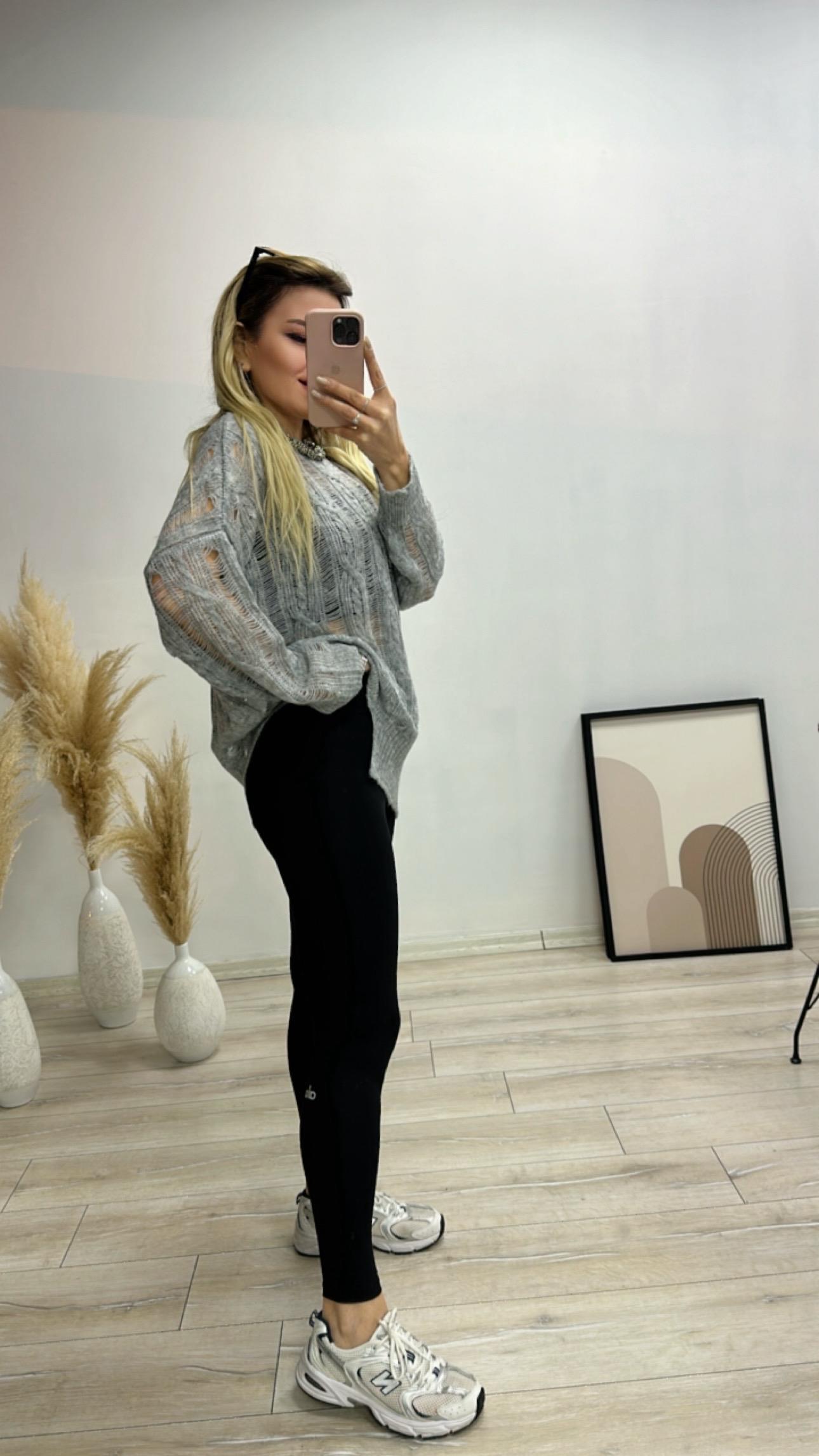 Nakışlı Siyah Tayt 