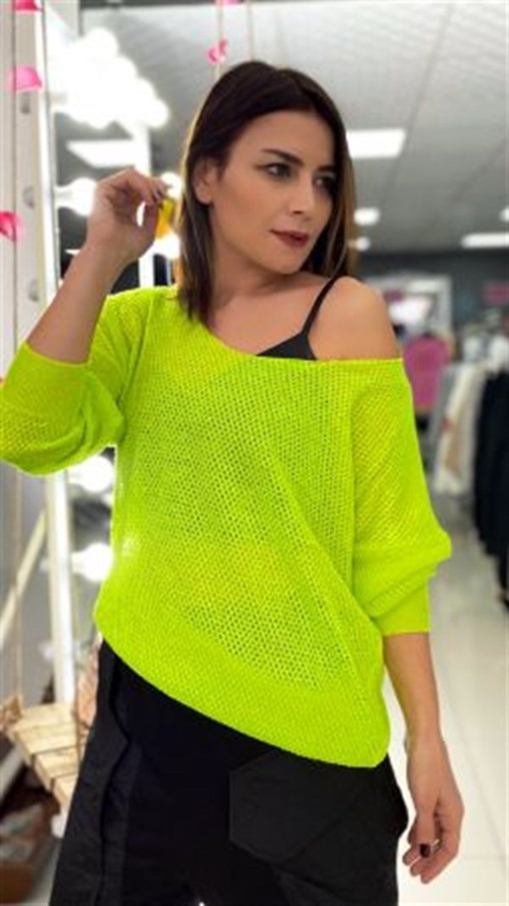 NEON YEŞİL TRİKO KAZAK 