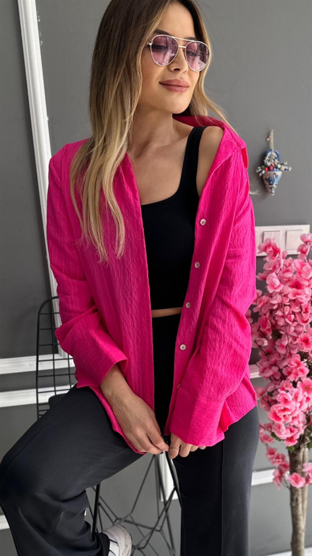 NM Pembe Desenli Gömlek